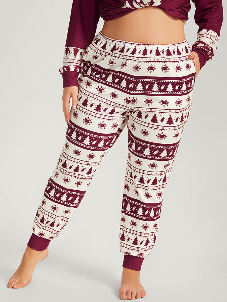 Snowflake & Tree Print Pocket Sleep Pants