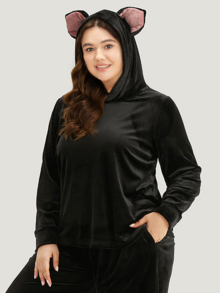 Halloween Plain Cat Hooded Sleep Top