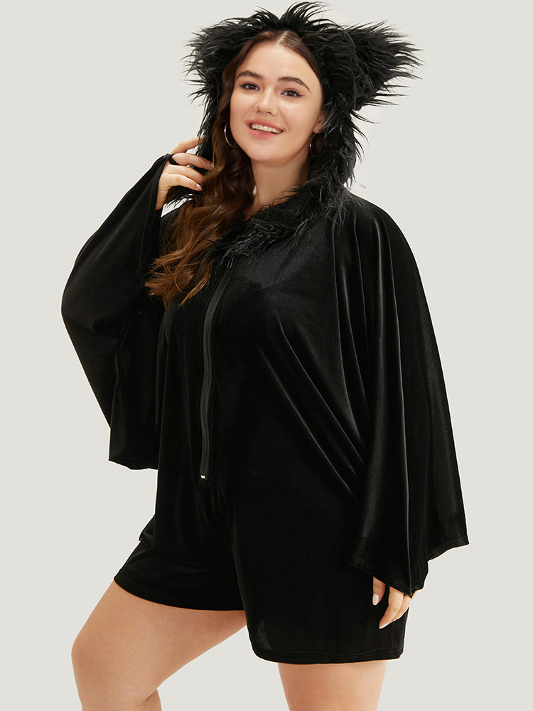 Halloween Hooded Zipper Dolman Sleeve Sleep Jumpsuit