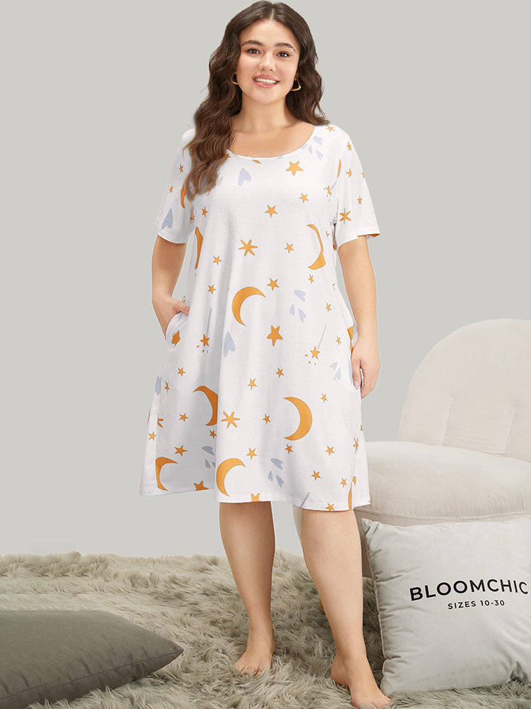 Moon and Star Crew Neck Sleep Dress