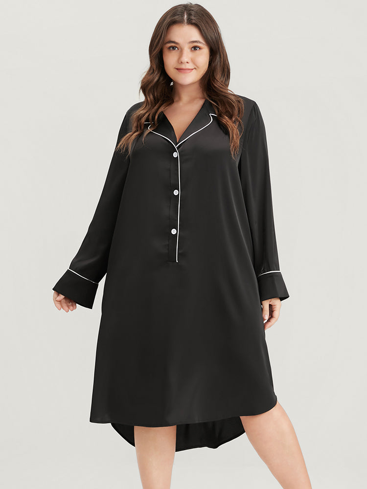 Solid Contrast Trim Asymmetrical Hem Dress