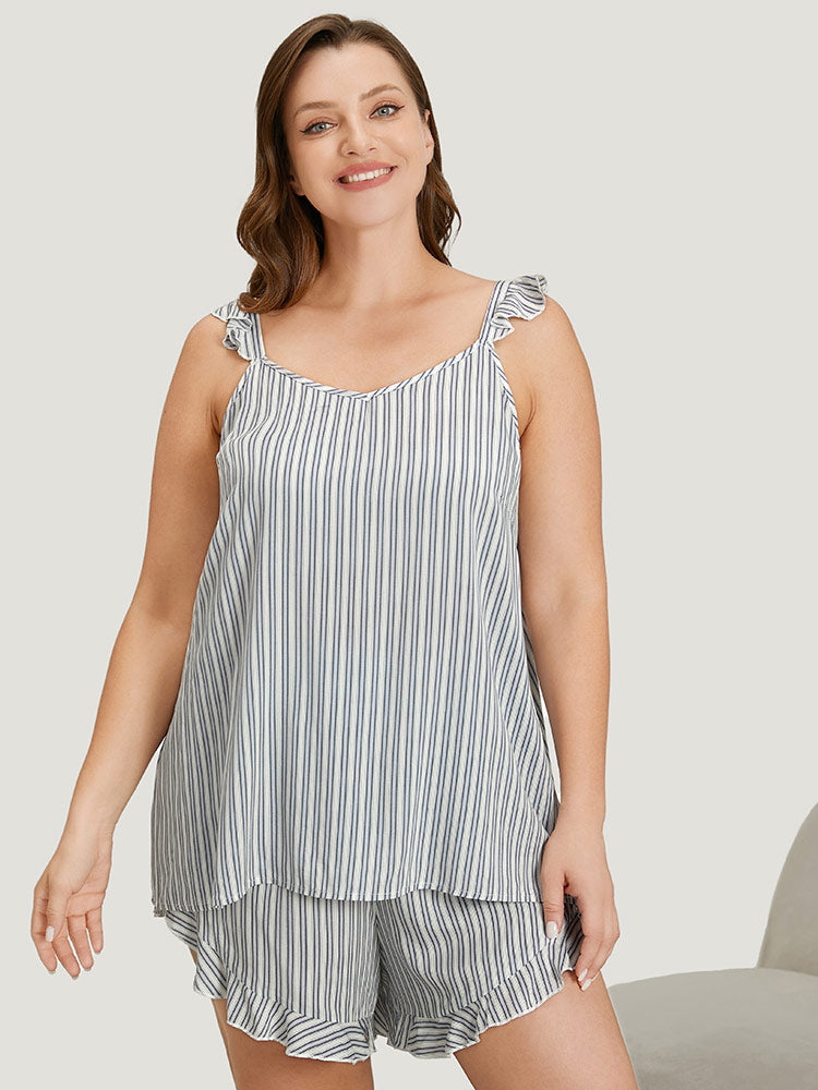 Striped Ruffle Trim Sleep Cami Top