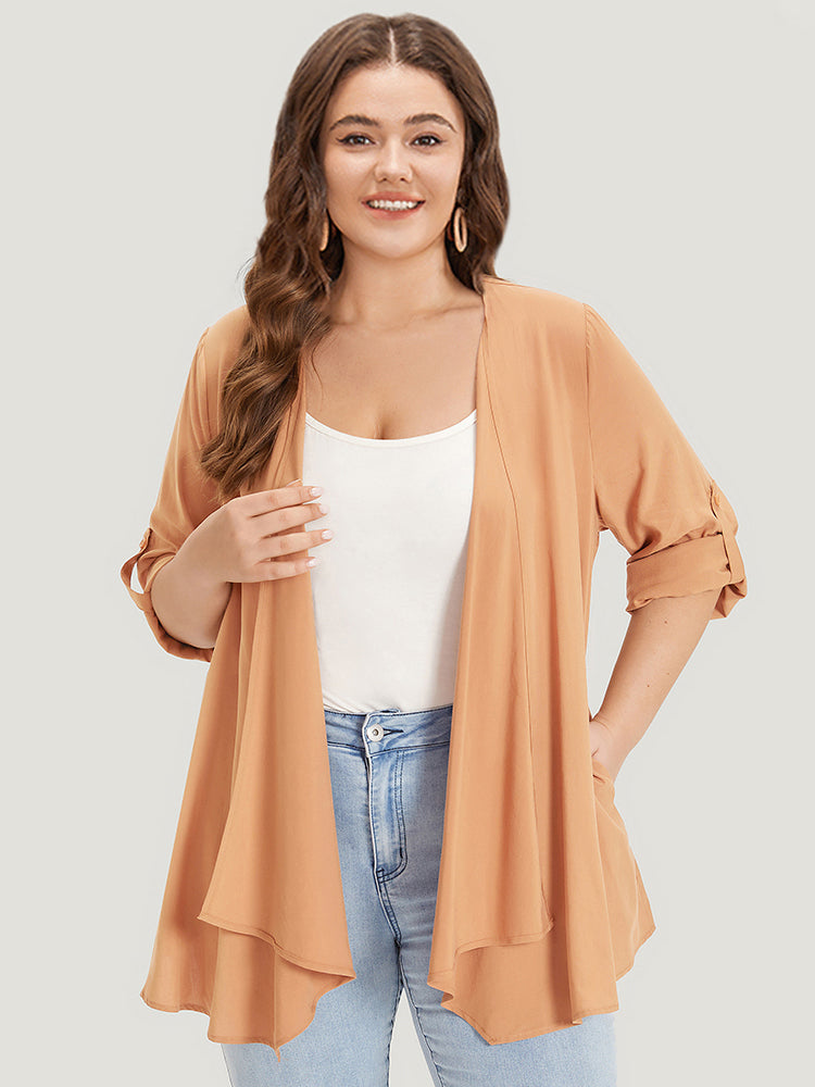 Supersoft Essentials Plain Pocket Button Asymmetrical Hem Kimono