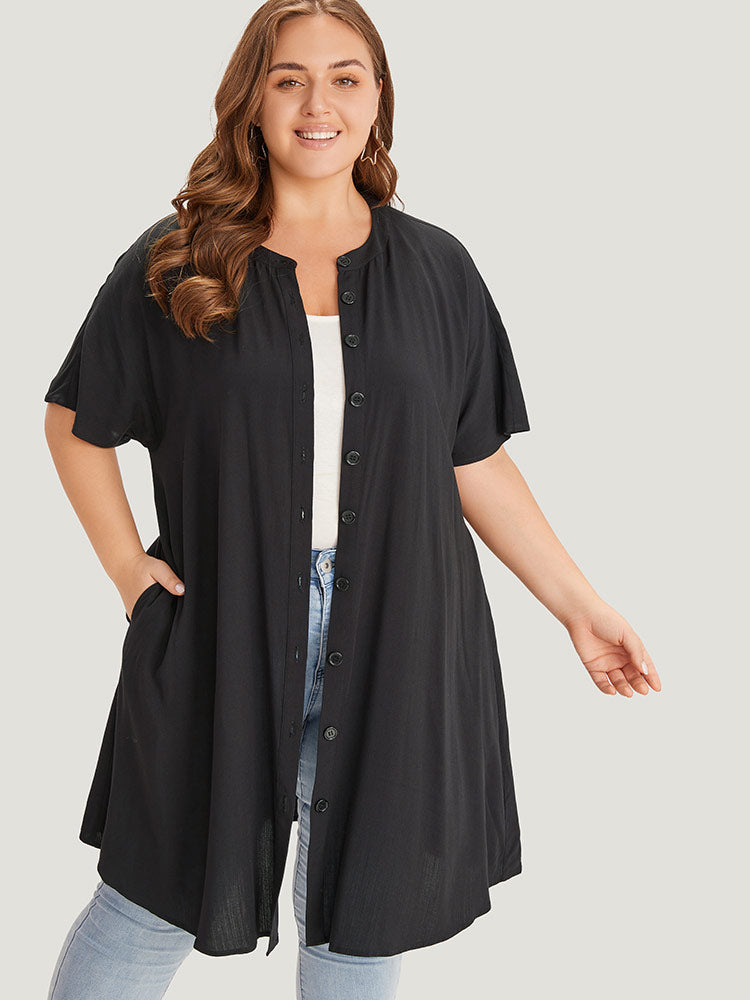 Supersoft Essentials Plain Button Through Dolman Sleeve Ruffle Hem Kimono