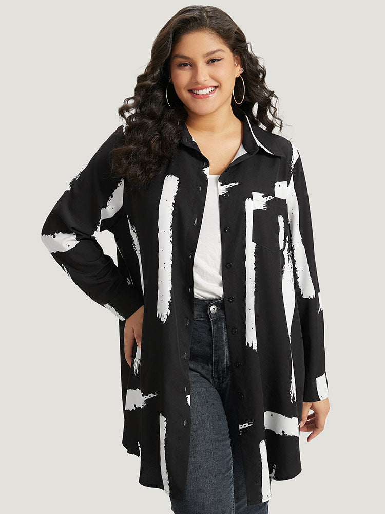 Halloween Brush Print Button Through Split Hem Kimono