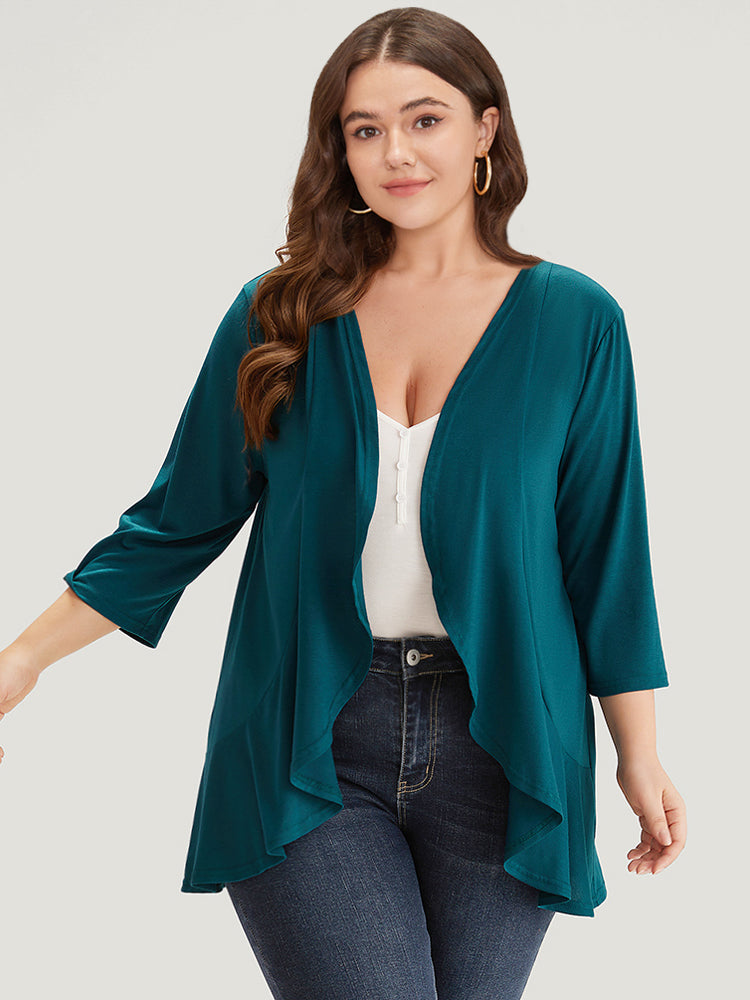 Supersoft Essentials Drape Open Front Flutter Hem Kimono