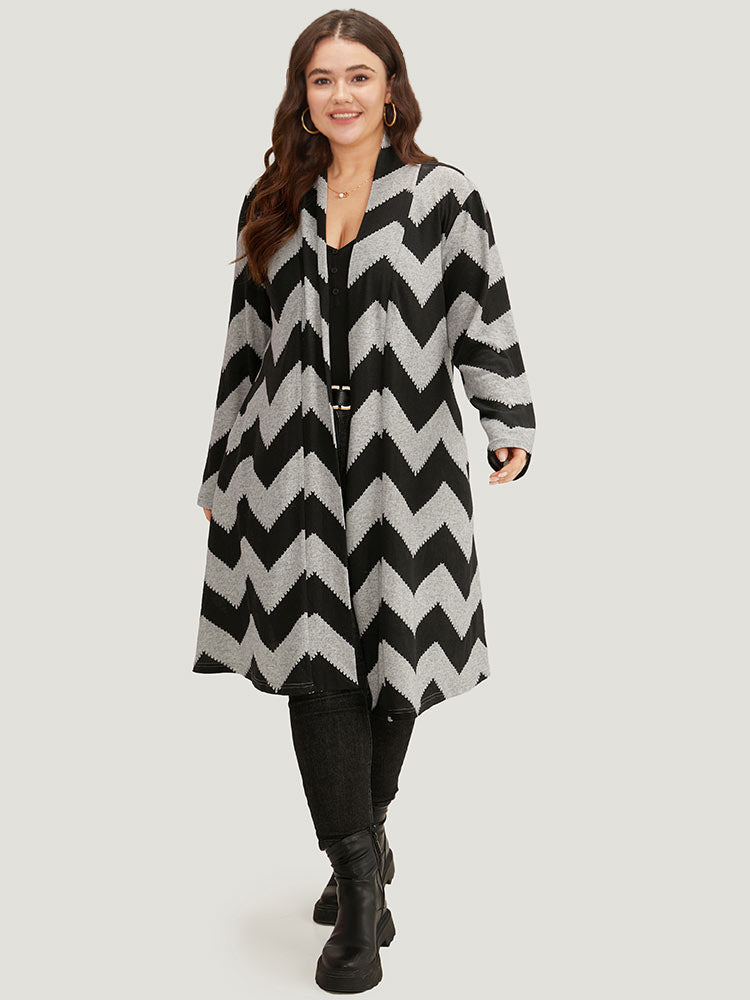 Geometric Pocket Patchwork Maxi Kimono