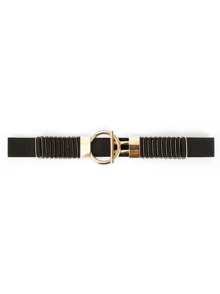 Circular Metal Buckle Detail Belt