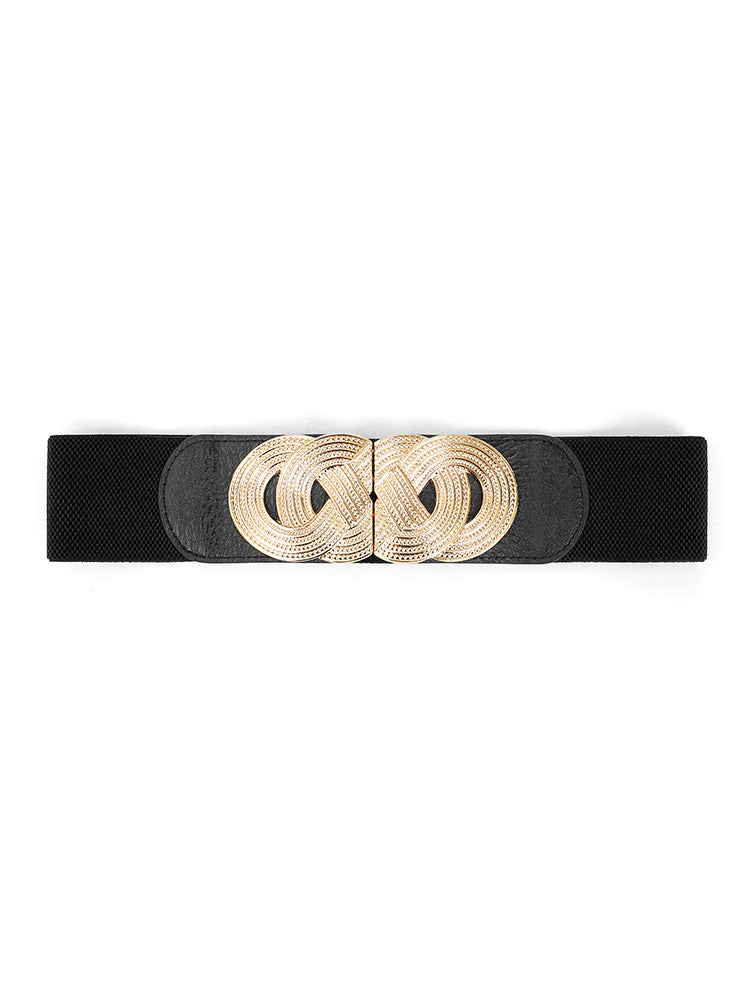 Embossed Metal Buckle Patchwork Belt