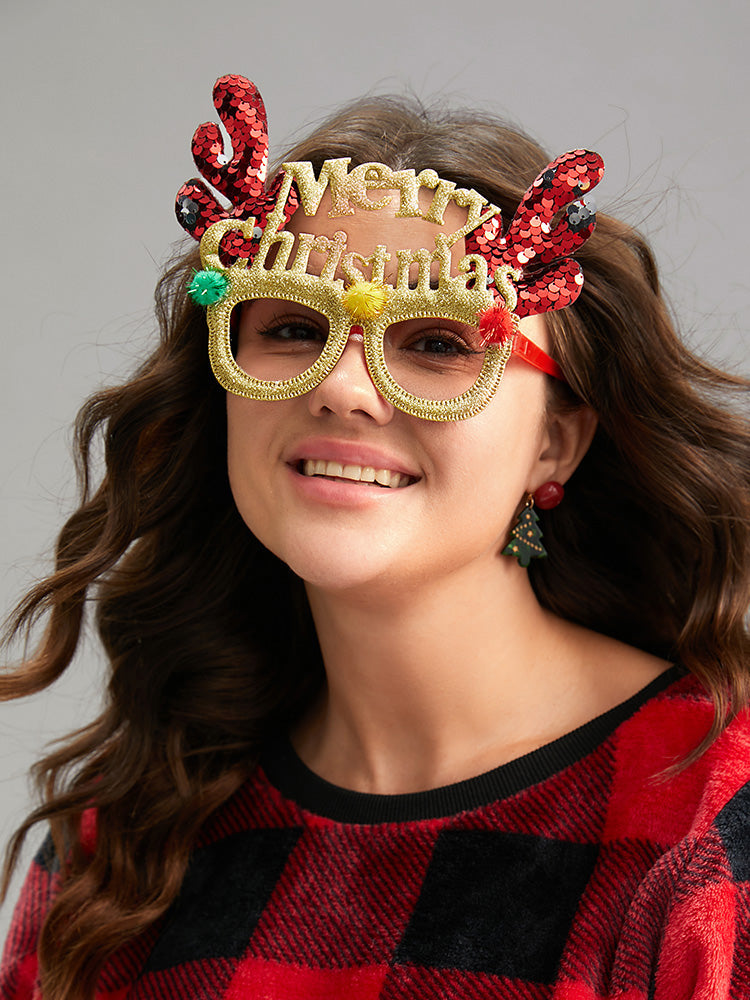 Christmas Sequin Contrast Glitter Glasses Eyewear