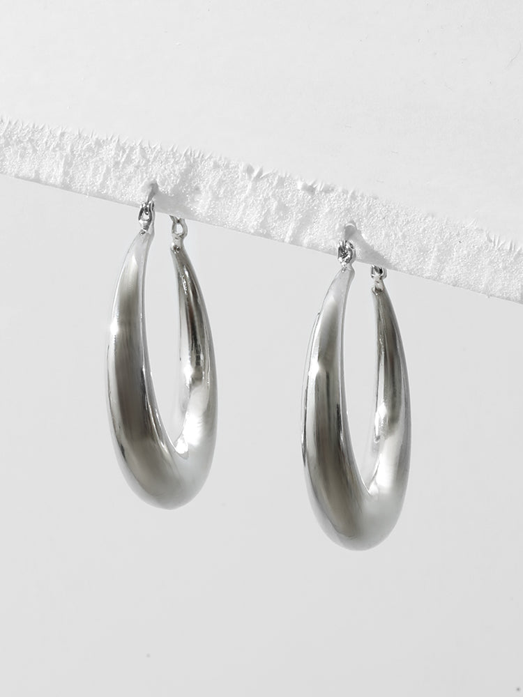 Asymmetrical 925 Silver Needle Circular Hoop Earrings