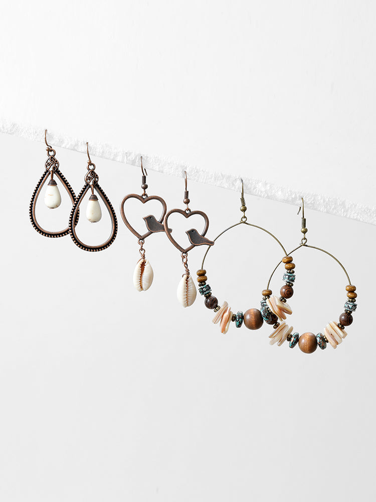 Natural Shell Drop Earrings Set