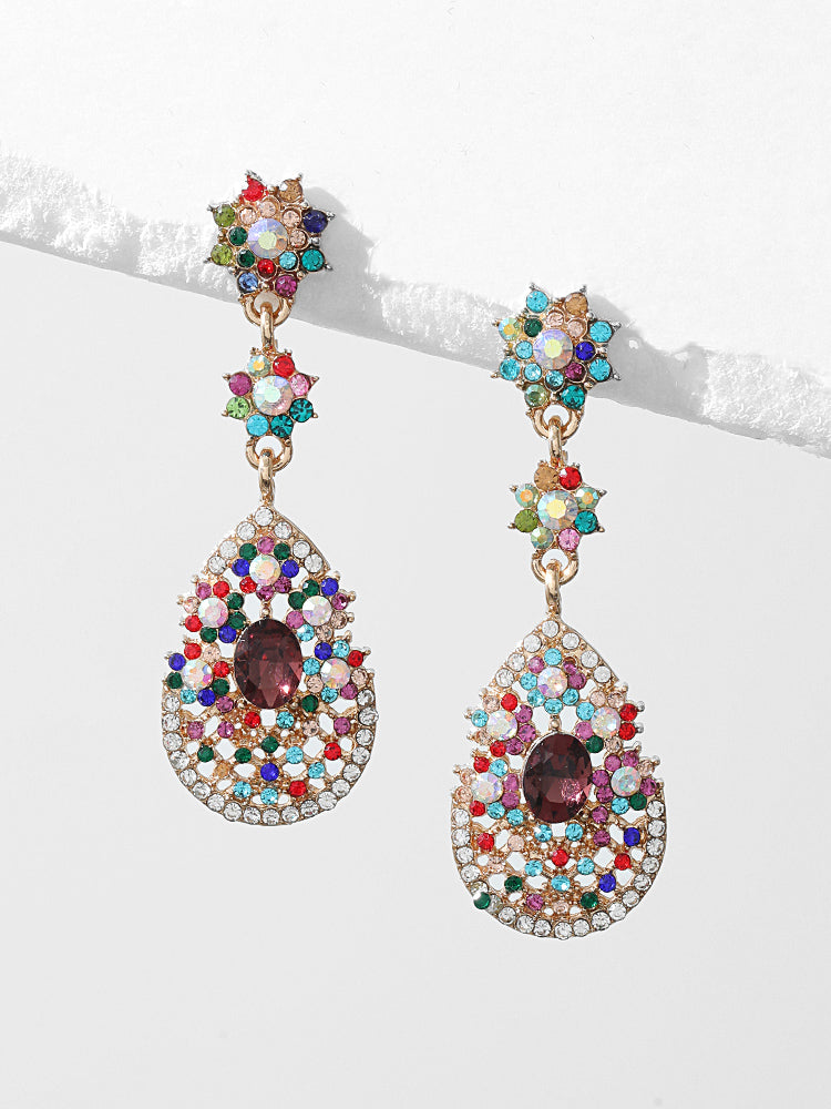 Drop Shape Rhinestone Drop Earrings