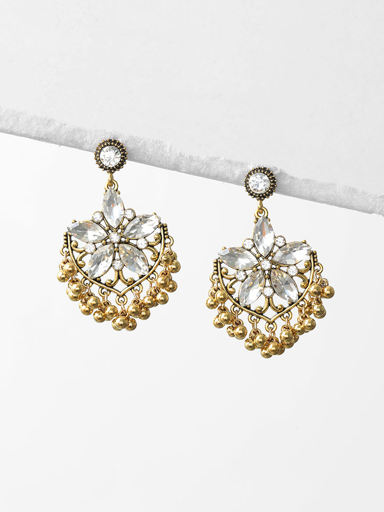 Floral Shape Rhinestones Earrings