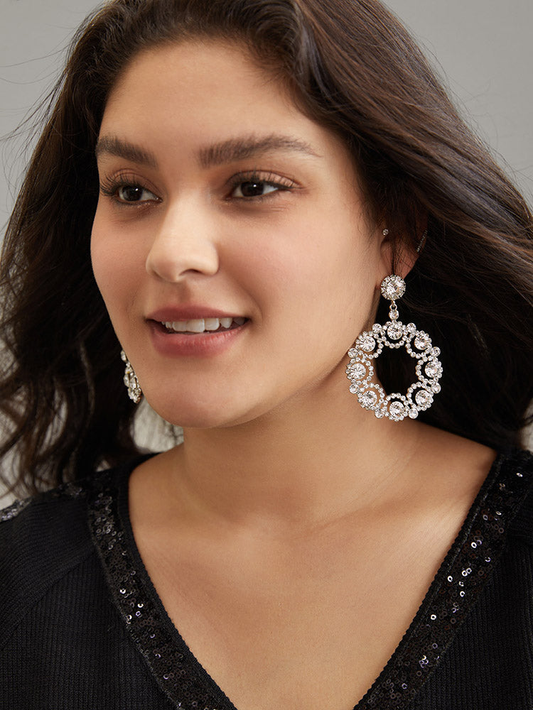 Rhinestone Round Drop Earrings