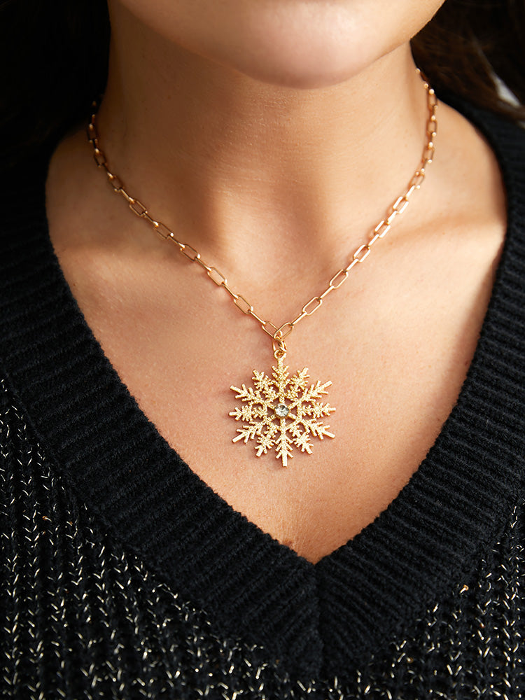 Glitter Snowflake Alloys Necklace