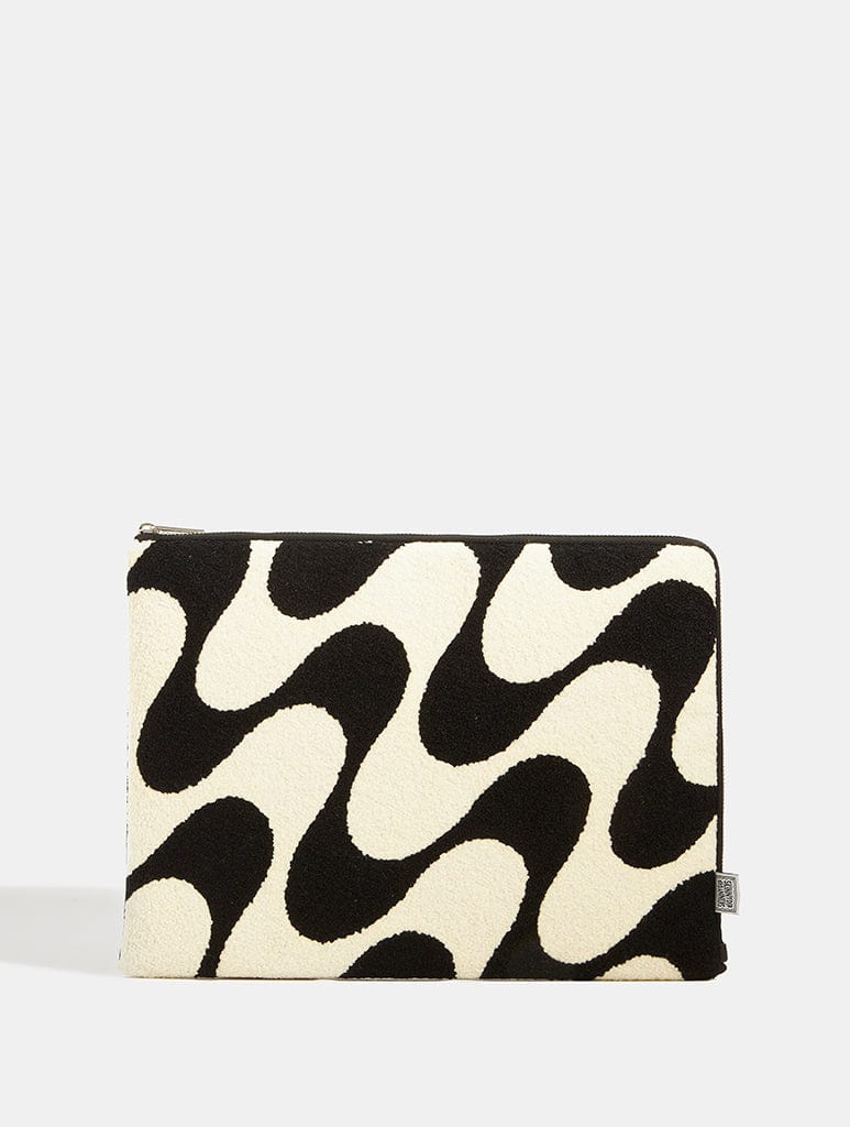 Monochrome Wave Fuzzy Laptop Case, 13/14" Laptop Case