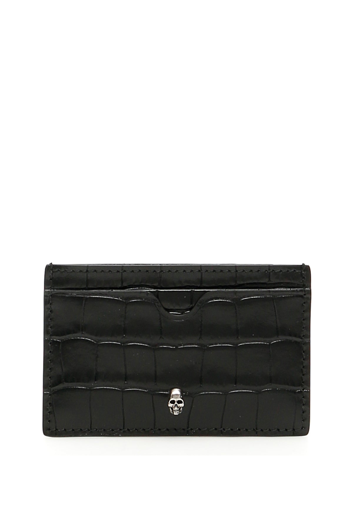 Alexander McQueen-Porta Carte Di Credito Skull-Uomo-Nero