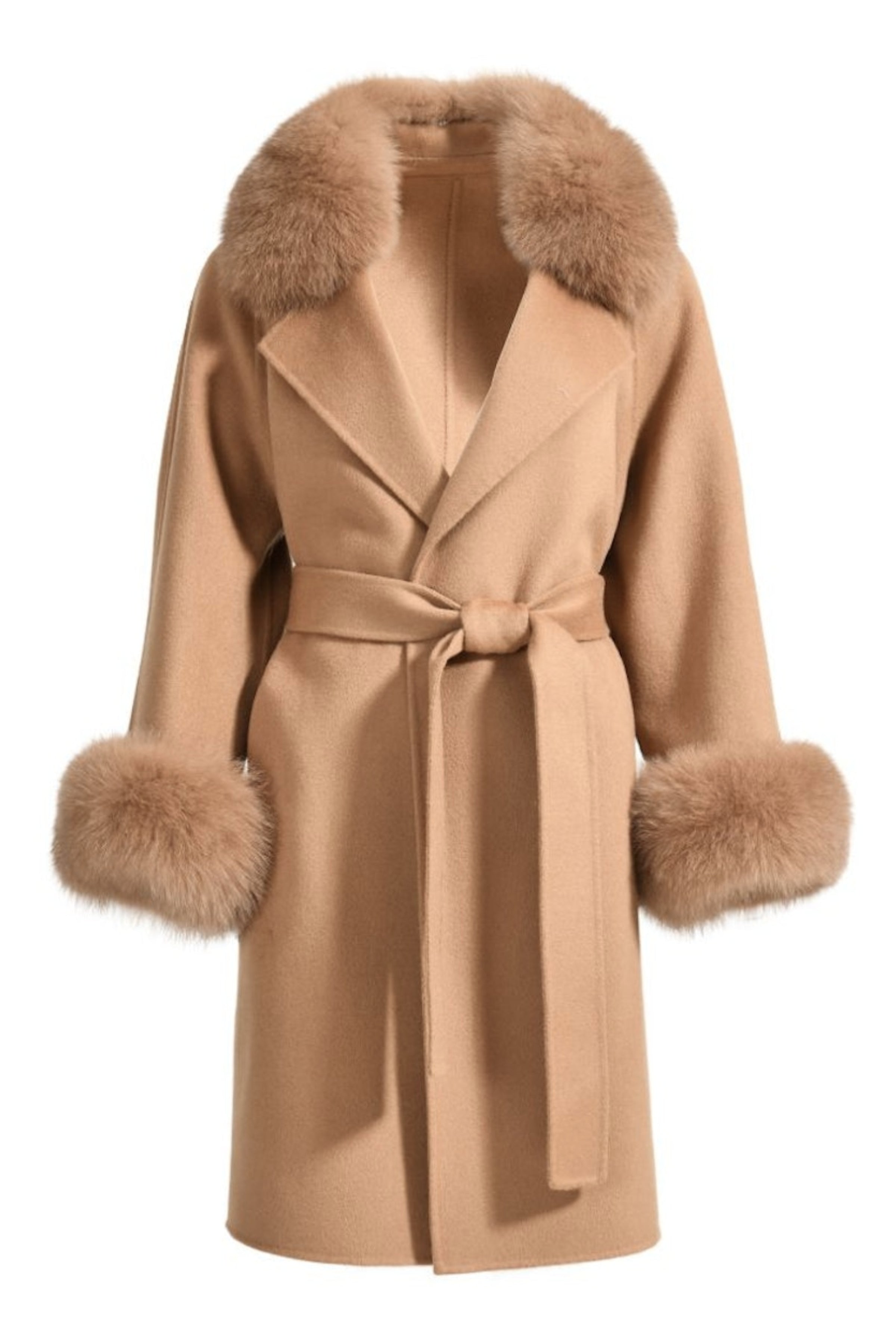 Wanan Touch-Cappotto Chiara Camel in Misto Cachemire-Donna -Camel