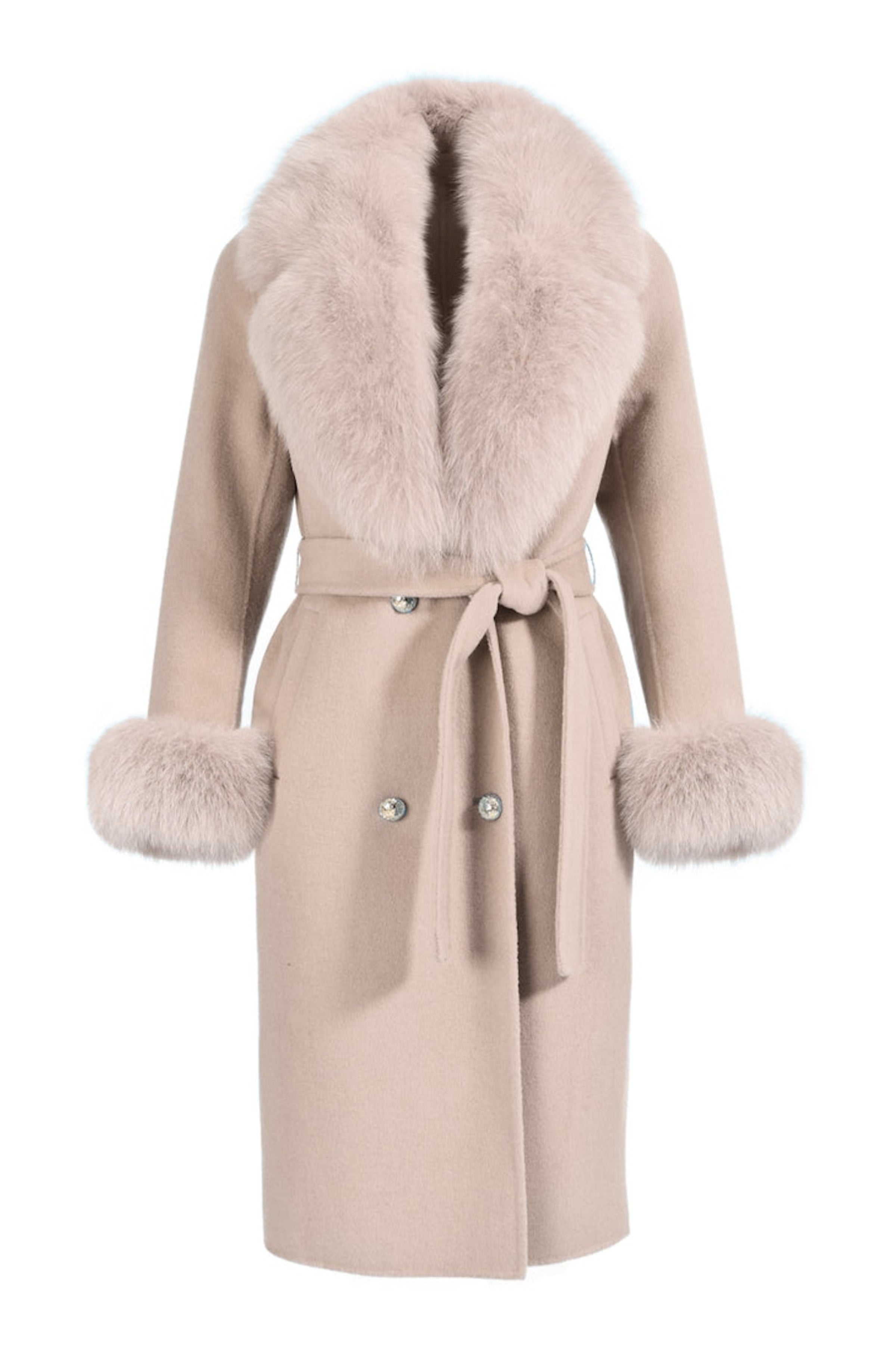 Wanan Touch-Cappotto Chic Crema in Misto Cachemire-Donna -Crema