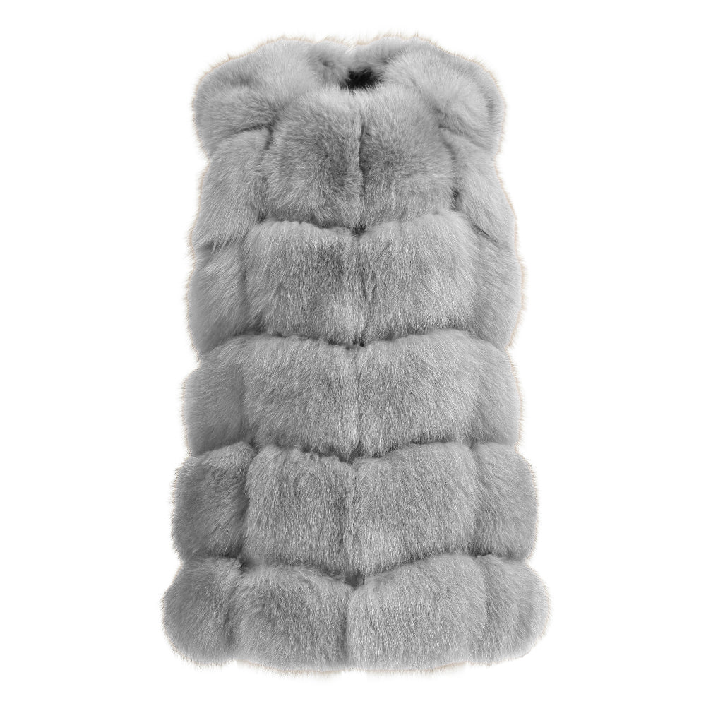 Wanan Touch-Gilet Classy Grigio in Pelliccia di Volpe-Donna -Grigio