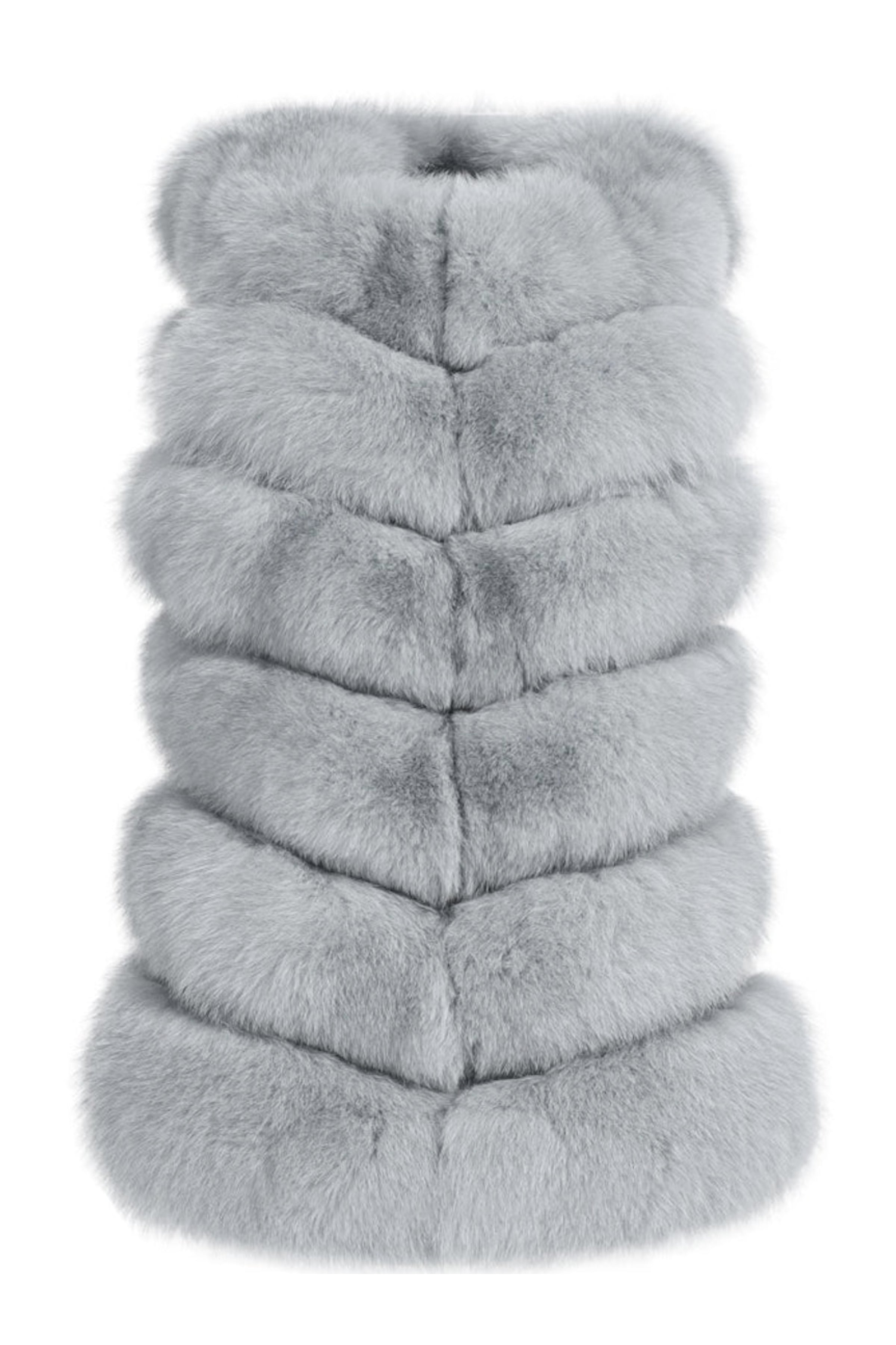 Wanan Touch-Gilet Roxanne Grigio Chiaro in Pelliccia di Volpe-Donna -Grigio chiaro