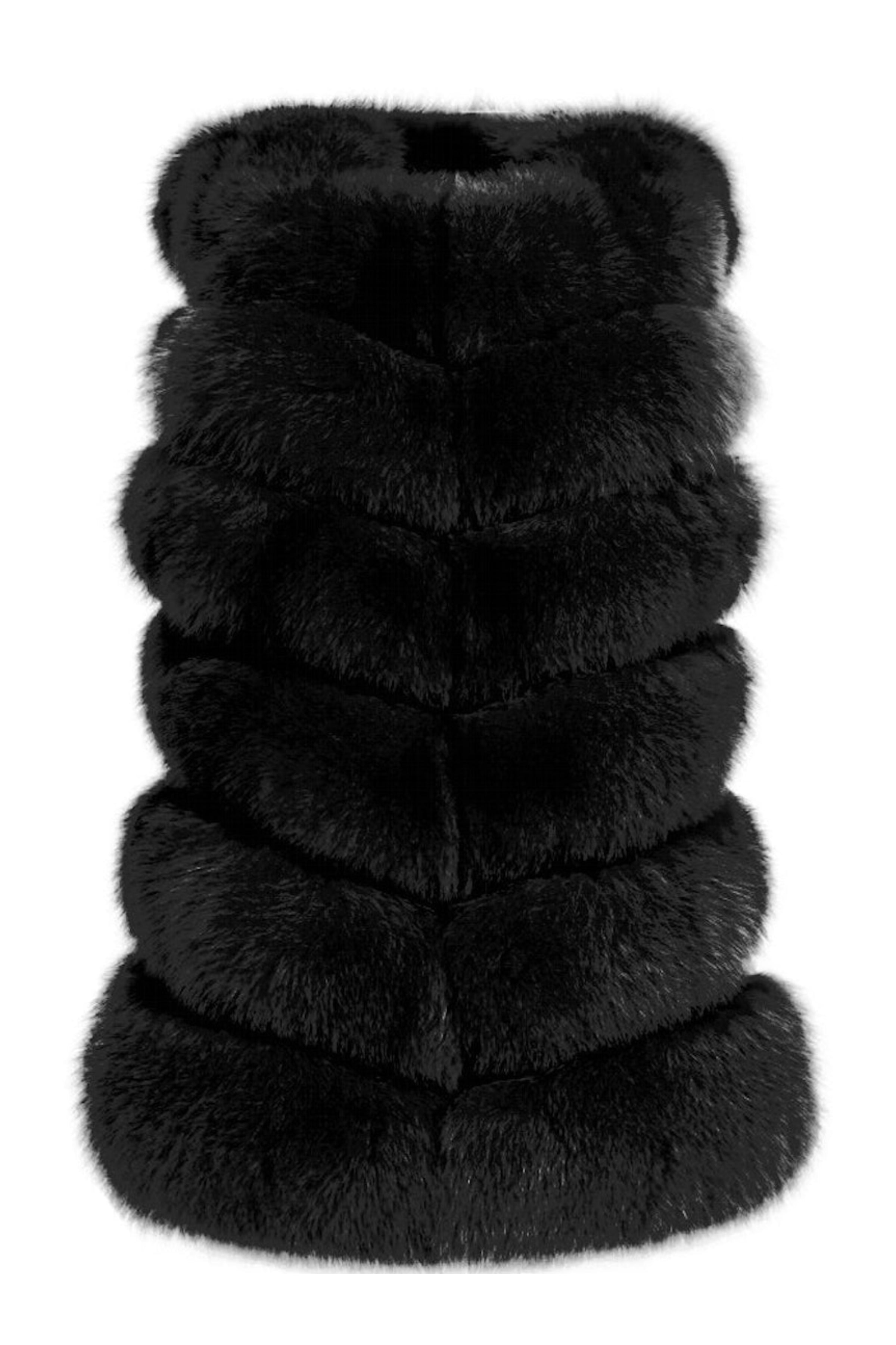 Wanan Touch-Gilet Roxanne Nera in Pelliccia di Volpe-Donna -Nero