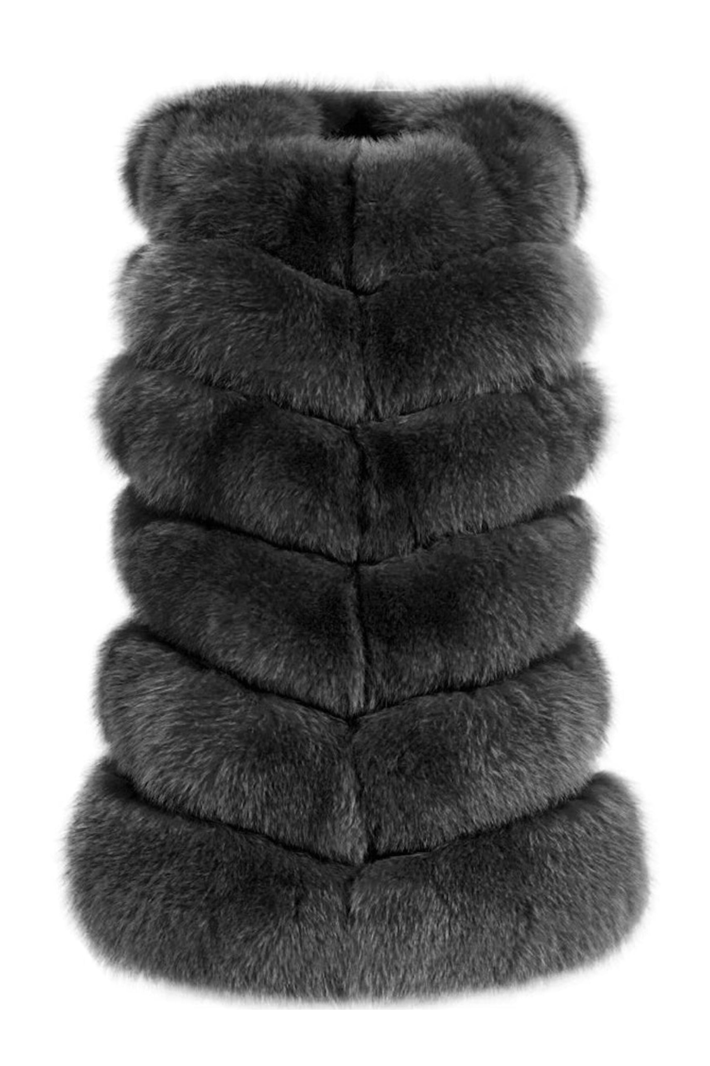 Wanan Touch-Gilet Roxanne Grigio Scuro in Pelliccia di Volpe-Donna -Grigio scuro