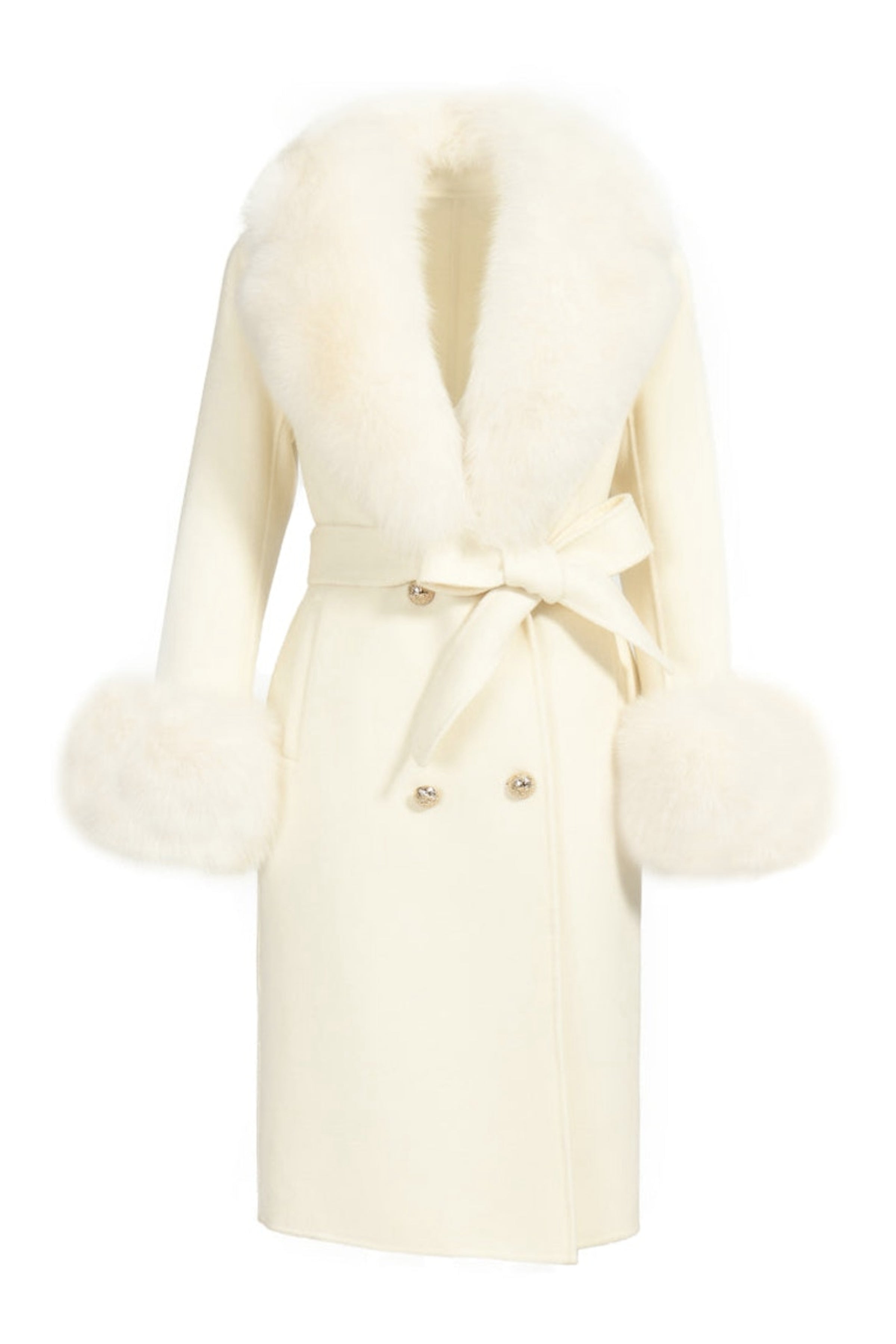 Wanan Touch-Cappotto Chic Bianco in Misto Cachemire-Donna -Bianco