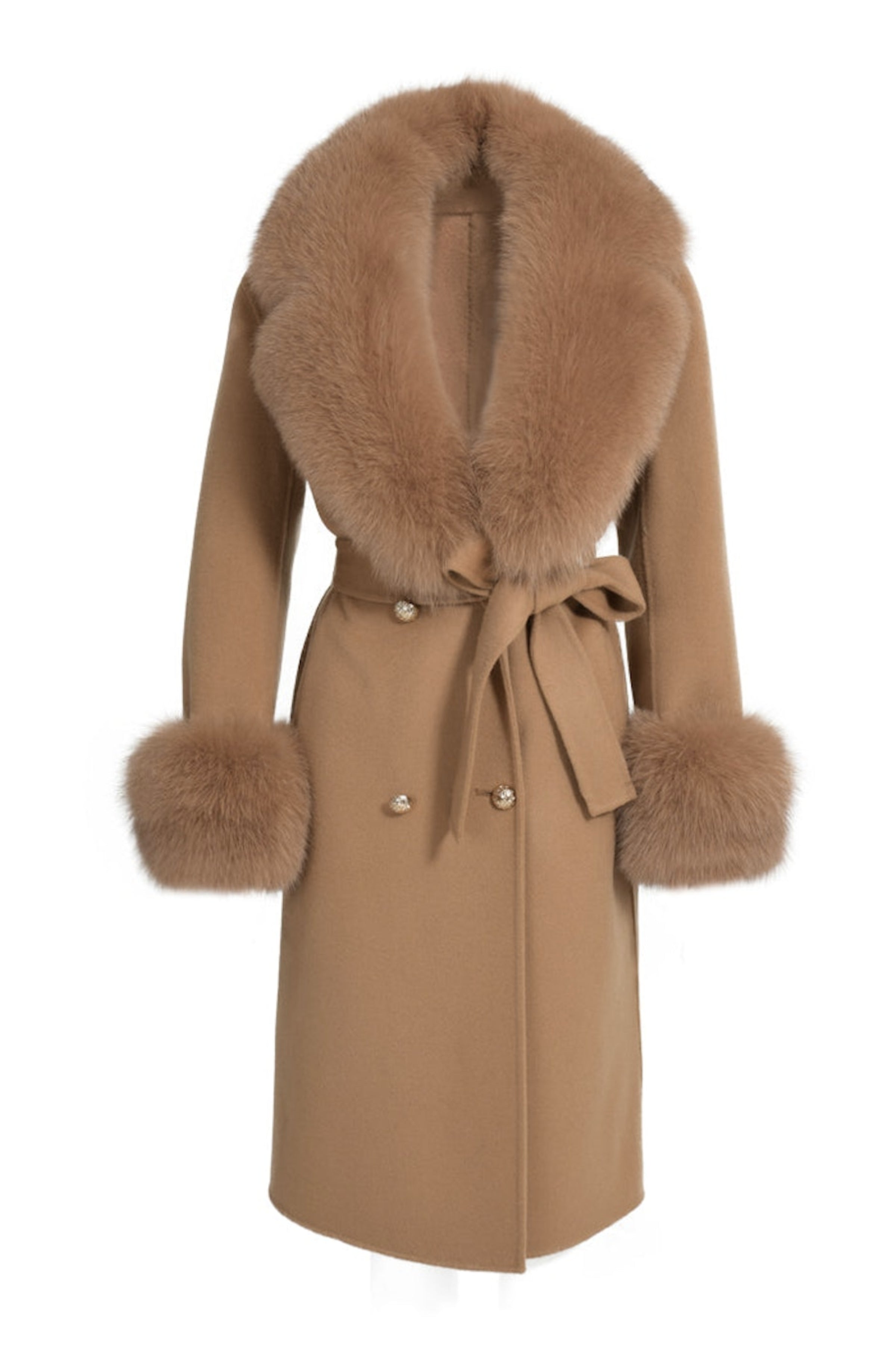 Wanan Touch-Cappotto Chic Camel in Misto Cachemire-Donna -Camel