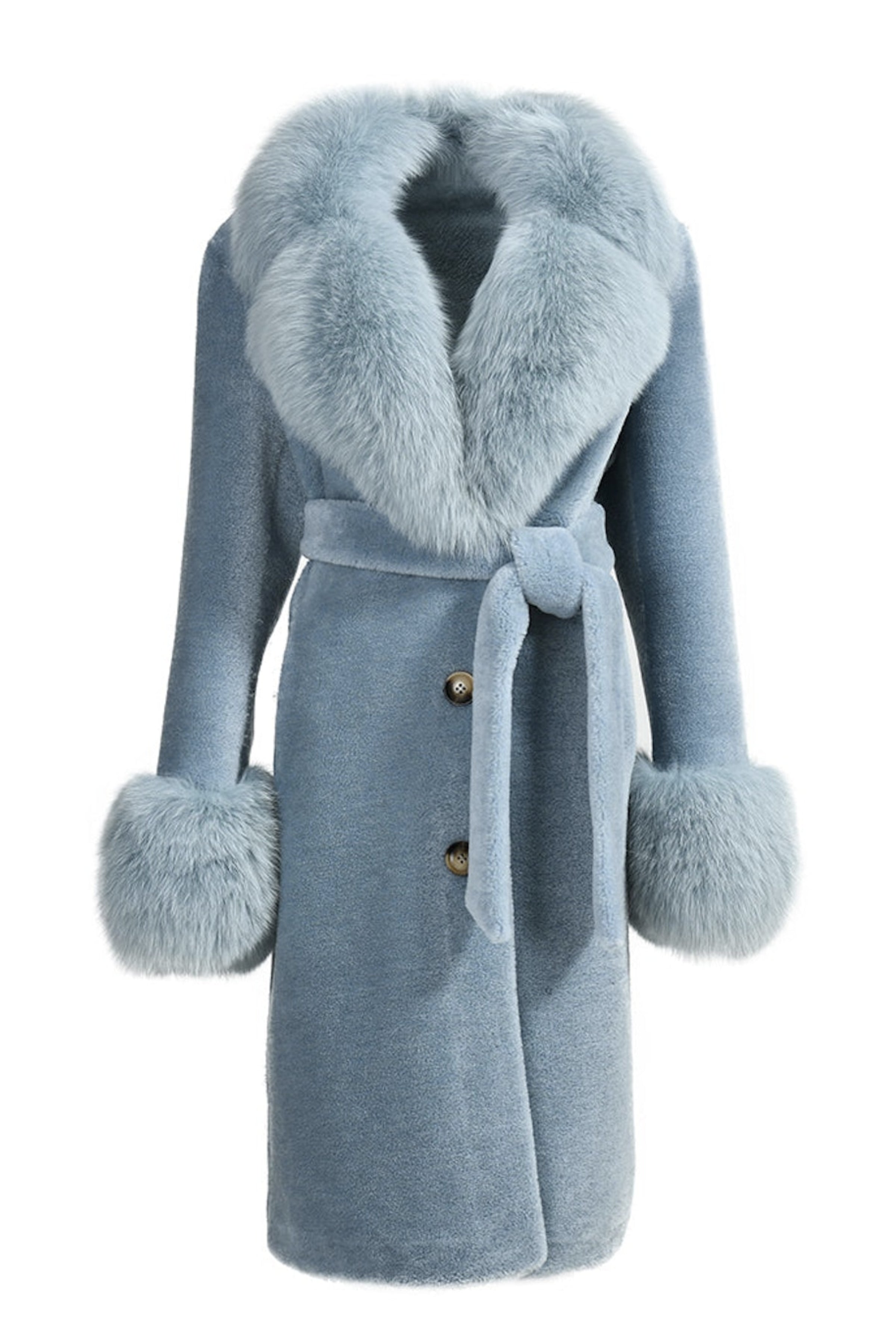 Wanan Touch-Cappotto Chic Special Azzurro in Lana-Donna -Azzurro