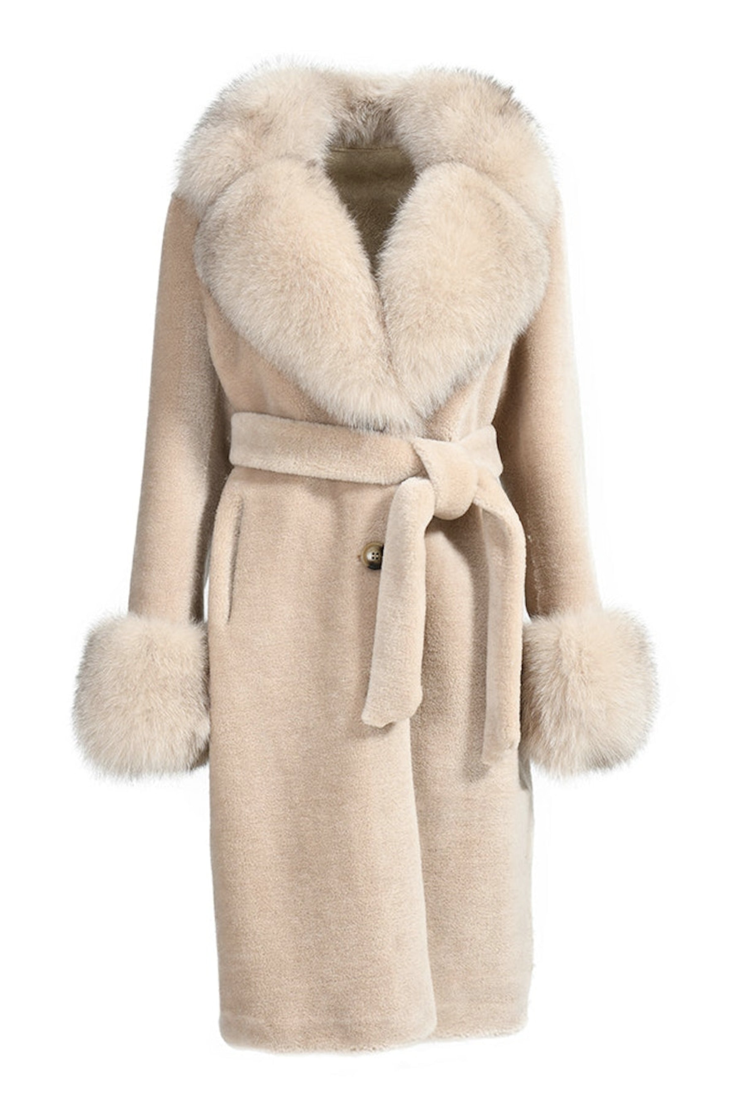 Wanan Touch-Cappotto Chic Special Beige in Lana-Donna -Beige