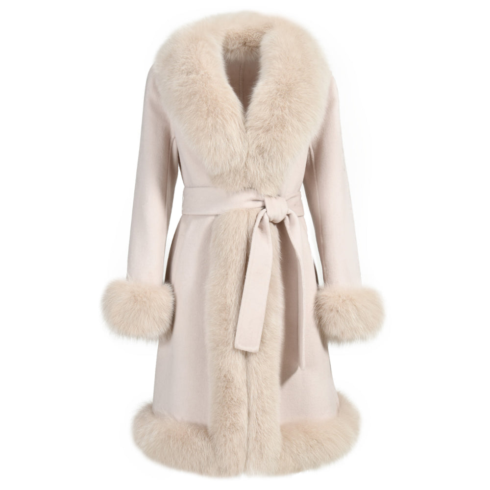 Wanan Touch-Cappotto Liberty Beige Misto Cachemire-Donna -Beige