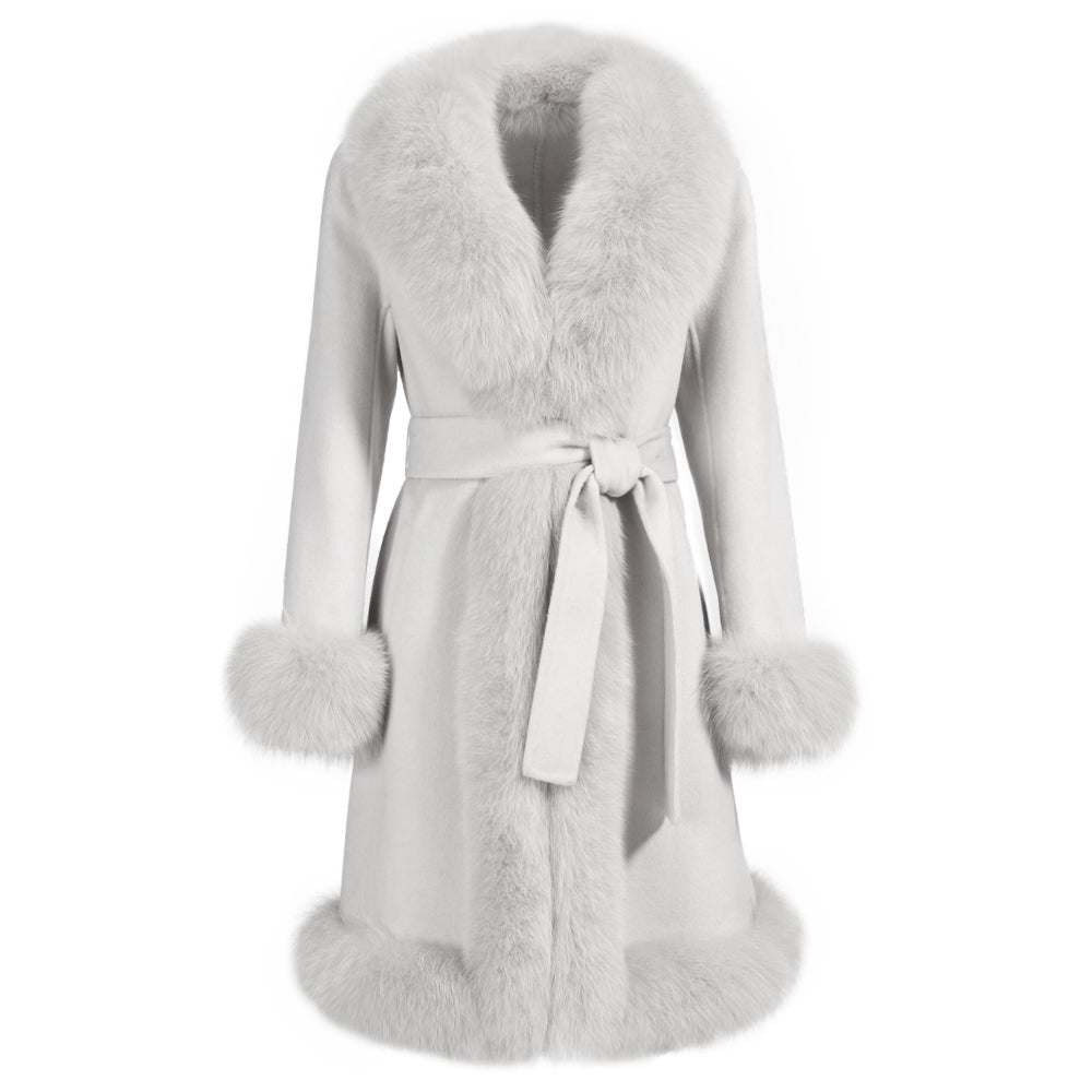 Wanan Touch-Cappotto Liberty Grigio Misto Cachemire-Donna -Grigio