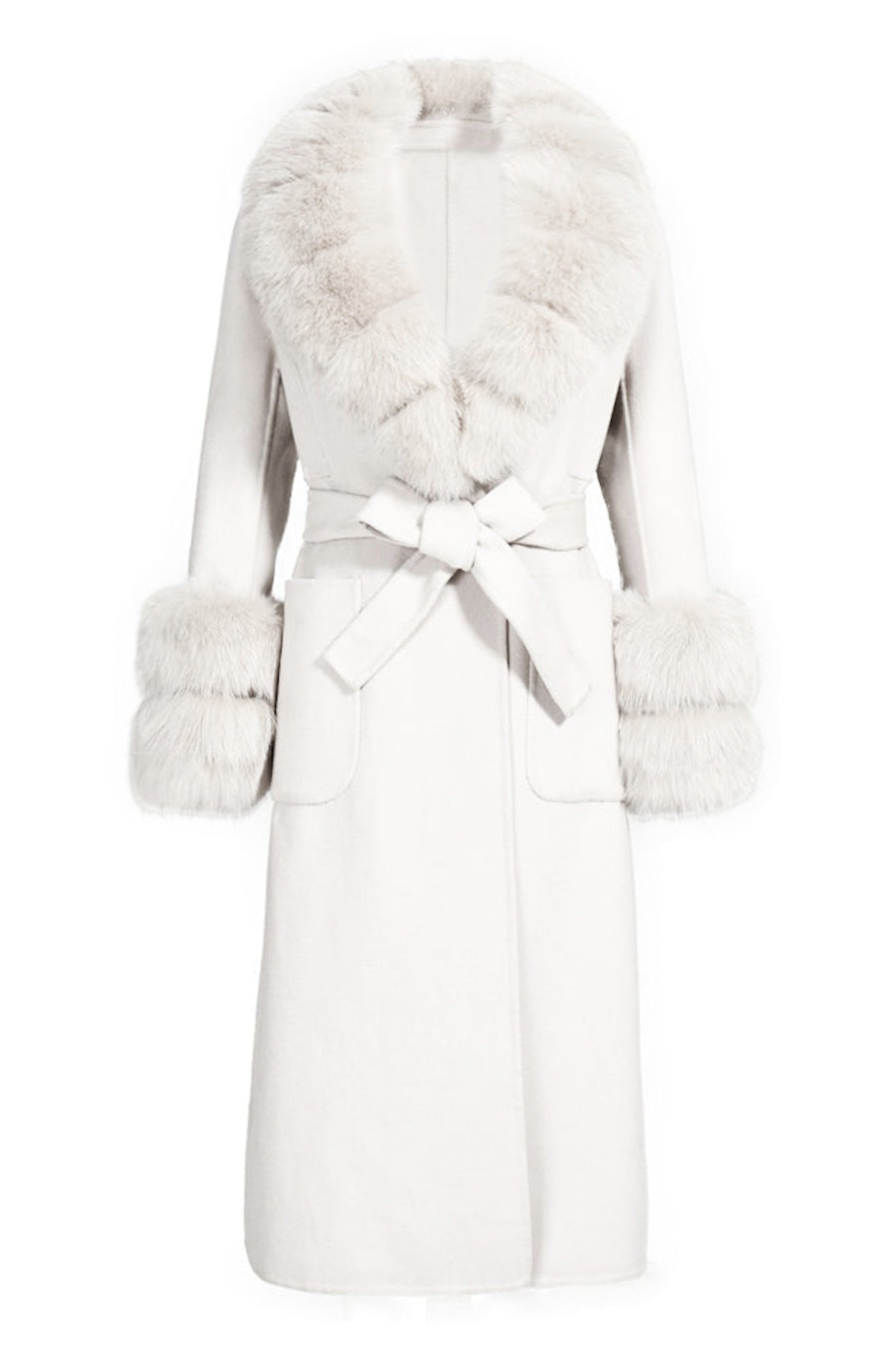 Wanan Touch-Cappotto Lebonè Bianco Misto Cachemire-Donna -Bianco