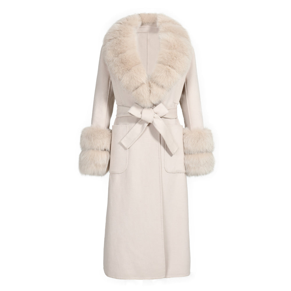 Wanan Touch-Cappotto Lebonè Beige Misto Cachemire-Donna -Beige