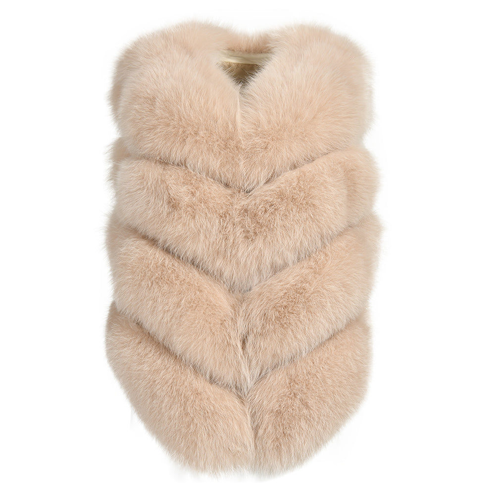 Wanan Touch-Gilet Ami Beige in Pelliccia di Volpe-Donna -Beige