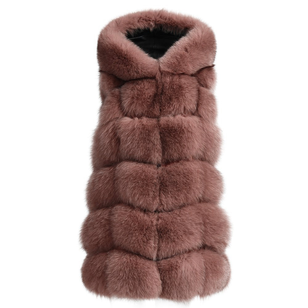 Wanan Touch-Gilet Poppy Marrone in Pelliccia di Volpe-Donna -Marrone