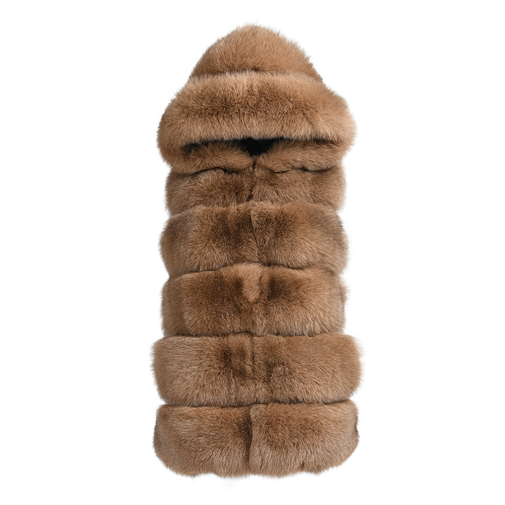 Wanan Touch-Gilet Calere Camel in Pelliccia di Volpe-Donna -Camel