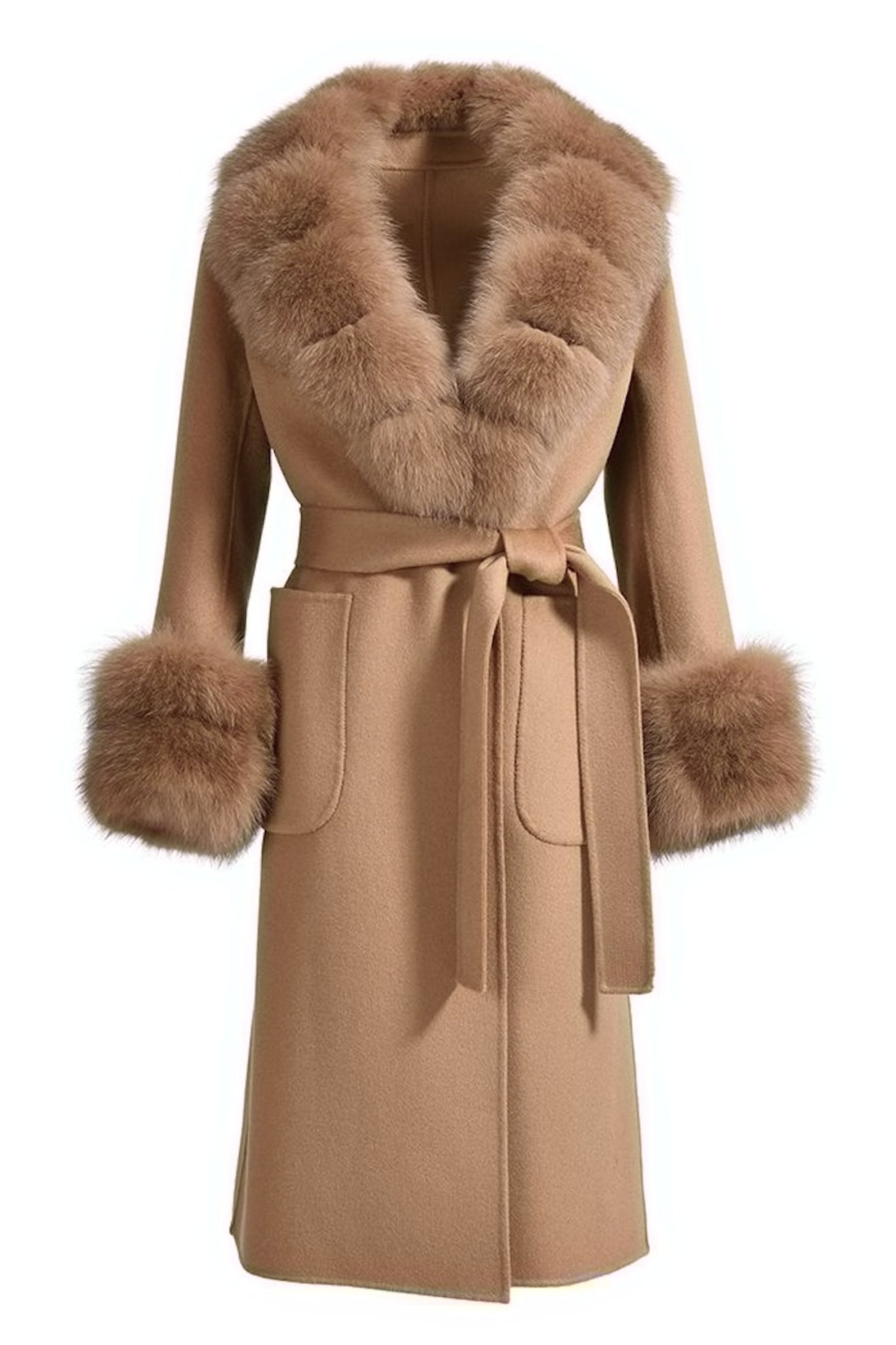 Wanan Touch-Cappotto Lebonè Camel Misto Cachemire-Donna -Camel