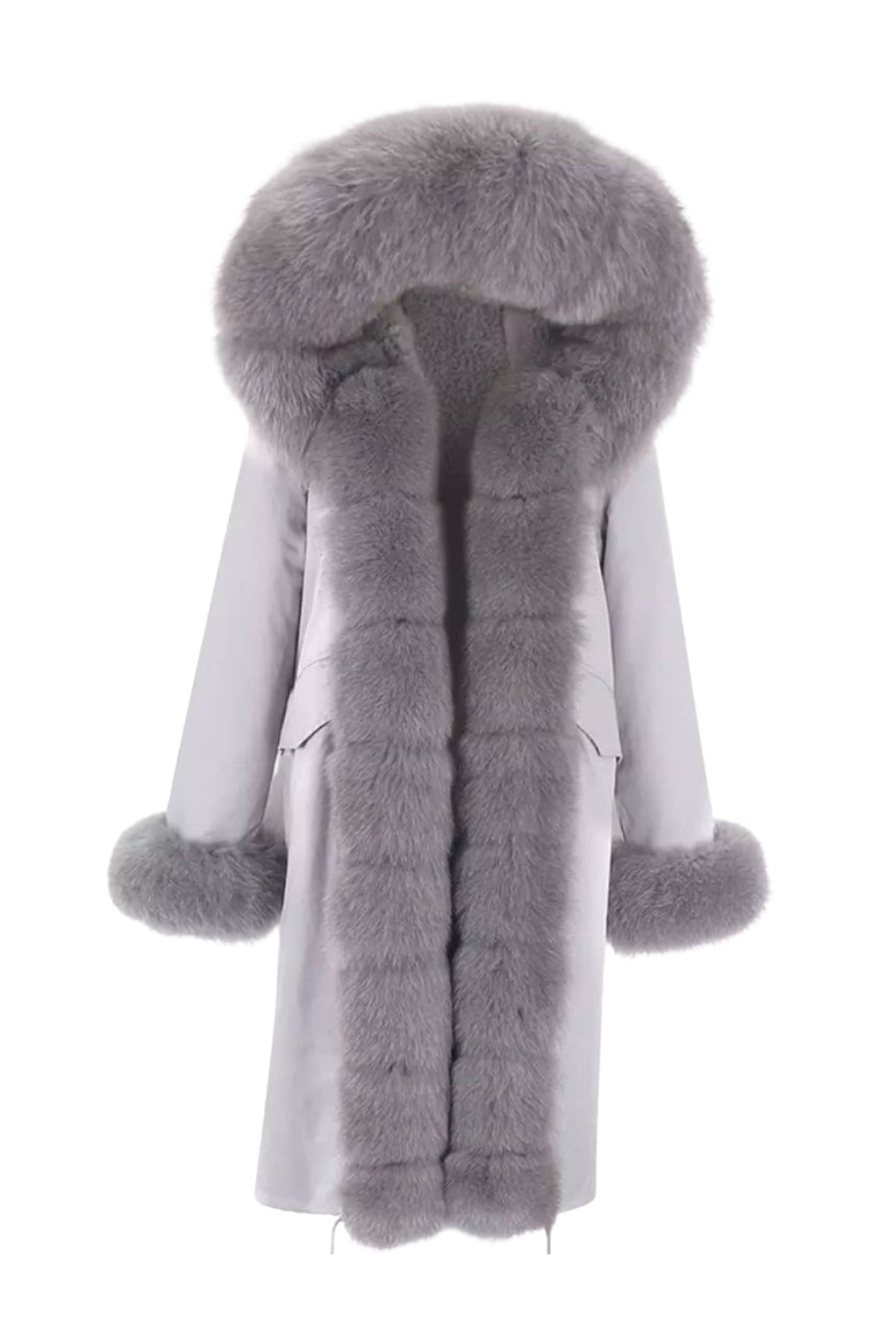 Wanan Touch-Parka Doler Grigio Chiaro con Pelliccia-Donna -Grigio Chiaro