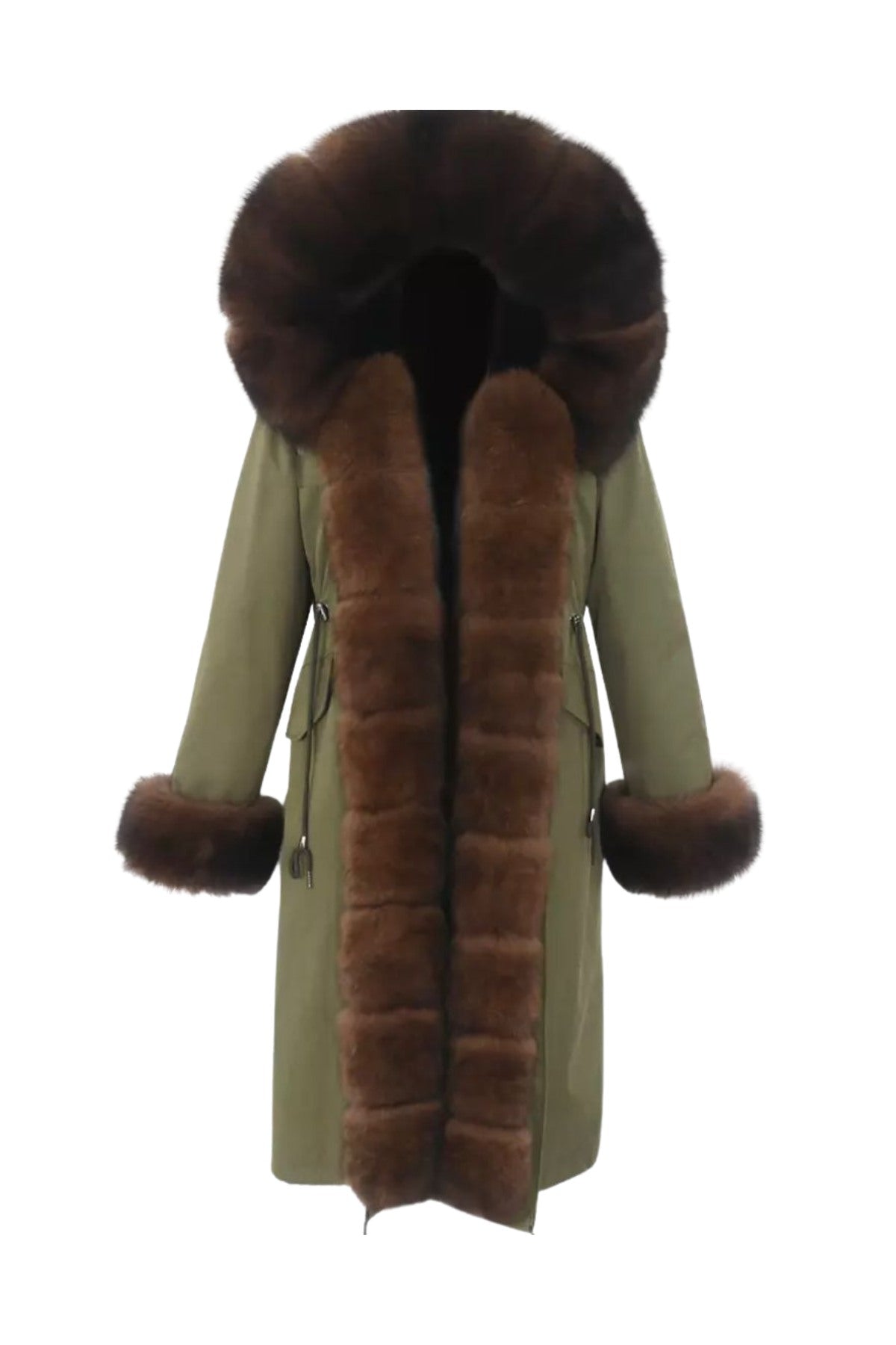 Wanan Touch-Parka Doler Verde Scuro con Pelliccia-Donna -Verde Scuro, Marrone