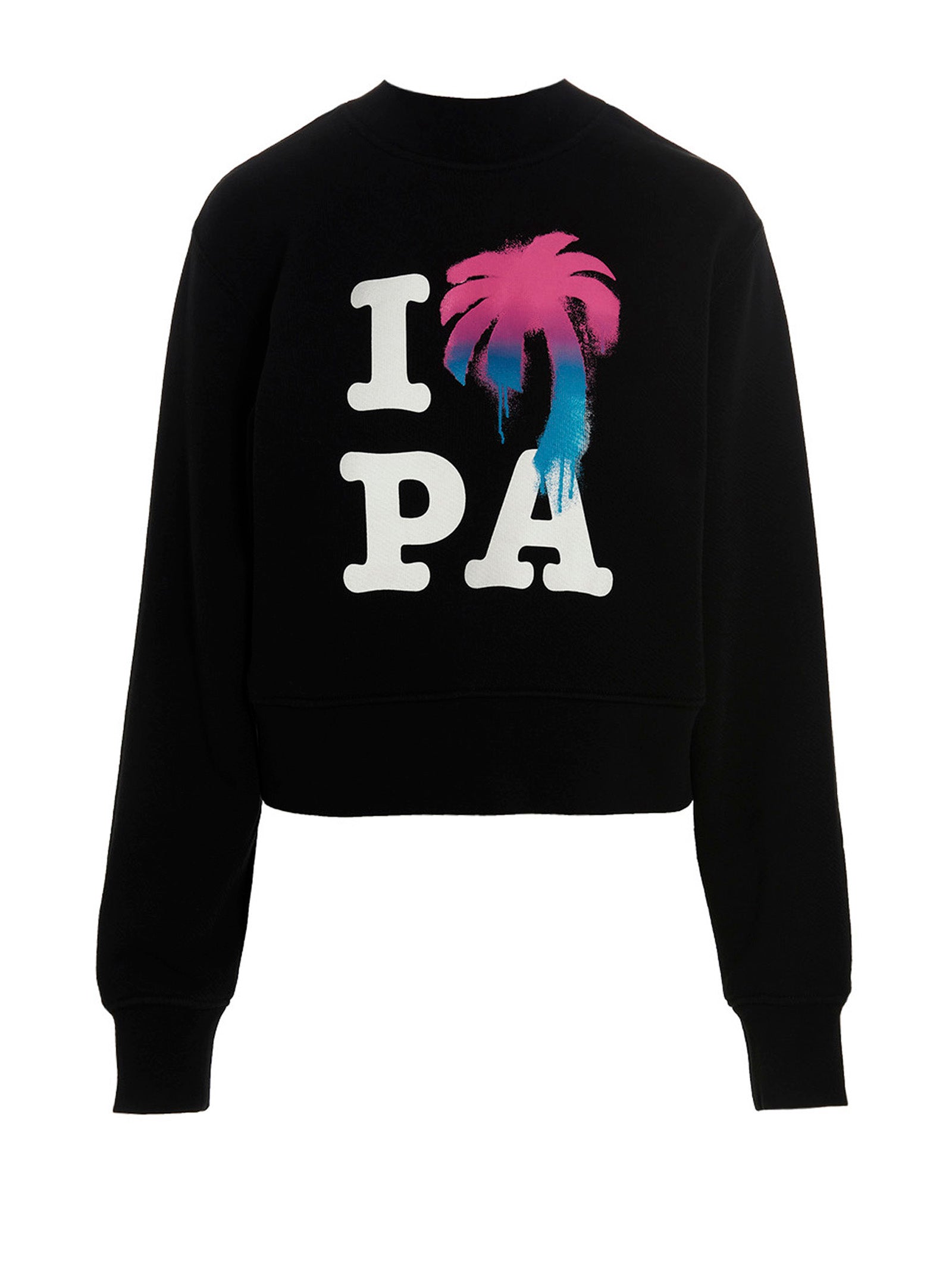 Palm Angels-'I Love PA' Felpe Nero-Donna