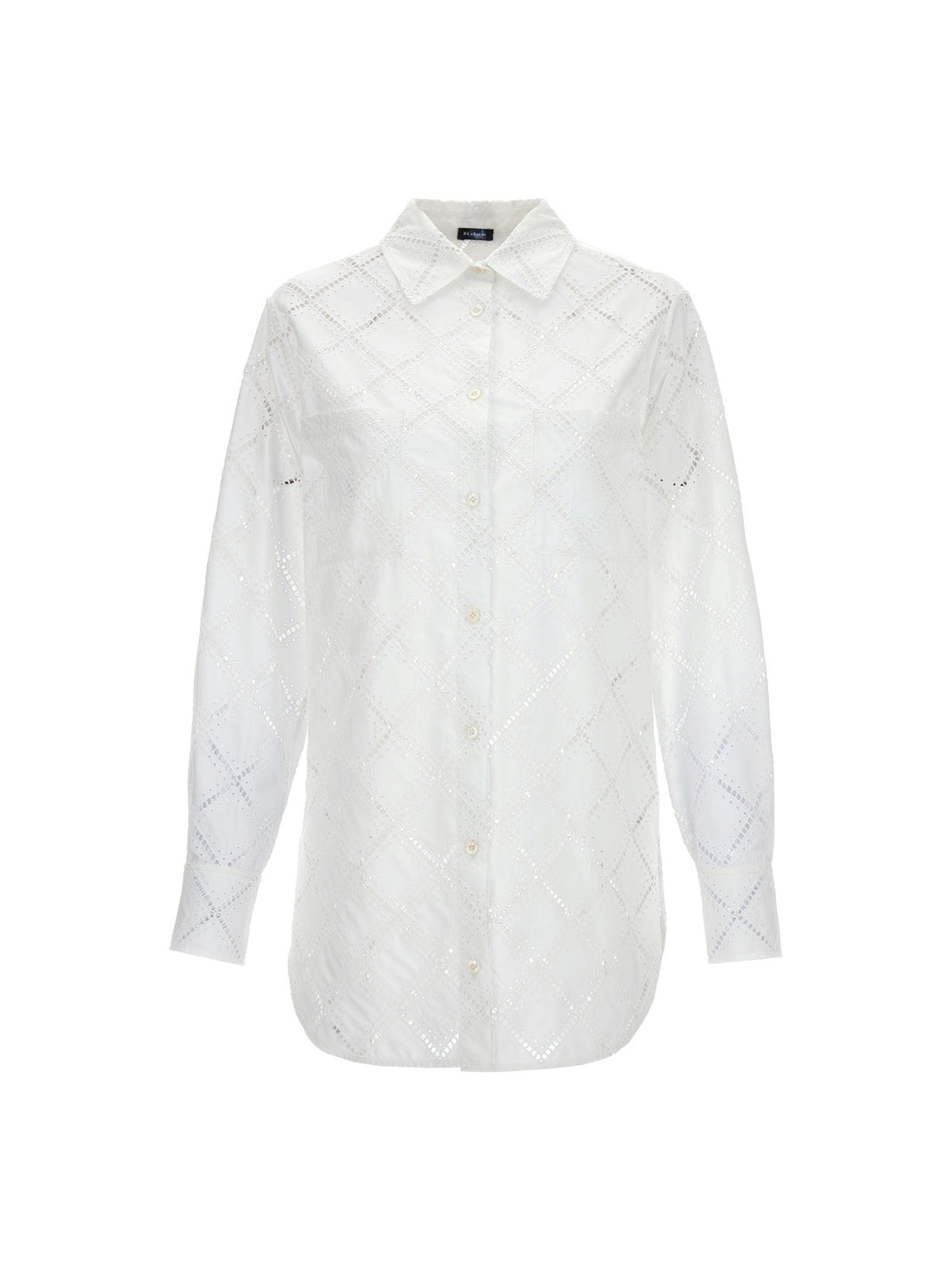 Kiton-Openwork Cotton Shirt Camicie Bianco-Donna