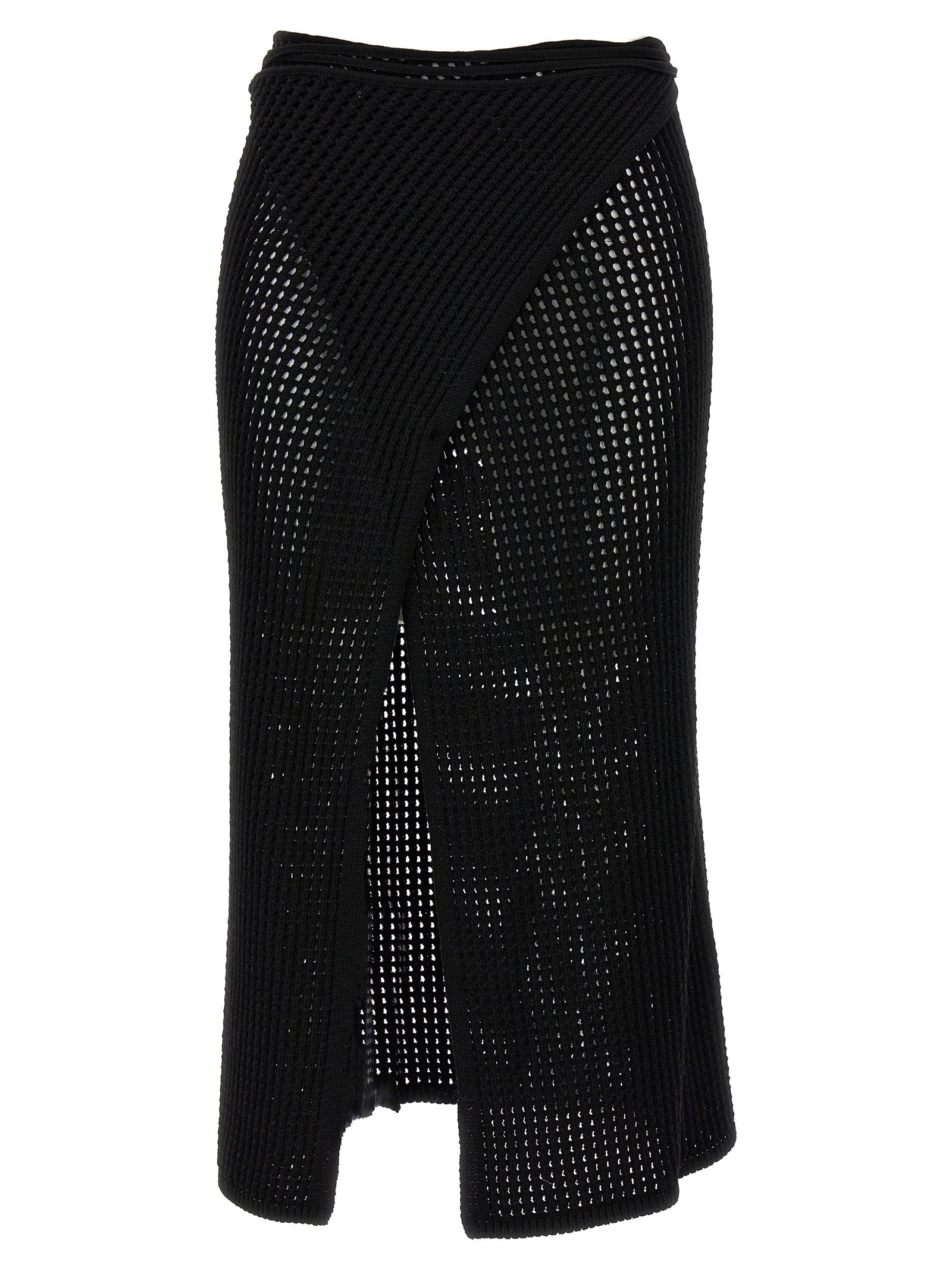 Andre?Damo-Fishnet Knit Midi Wrap Gonne Nero-Donna