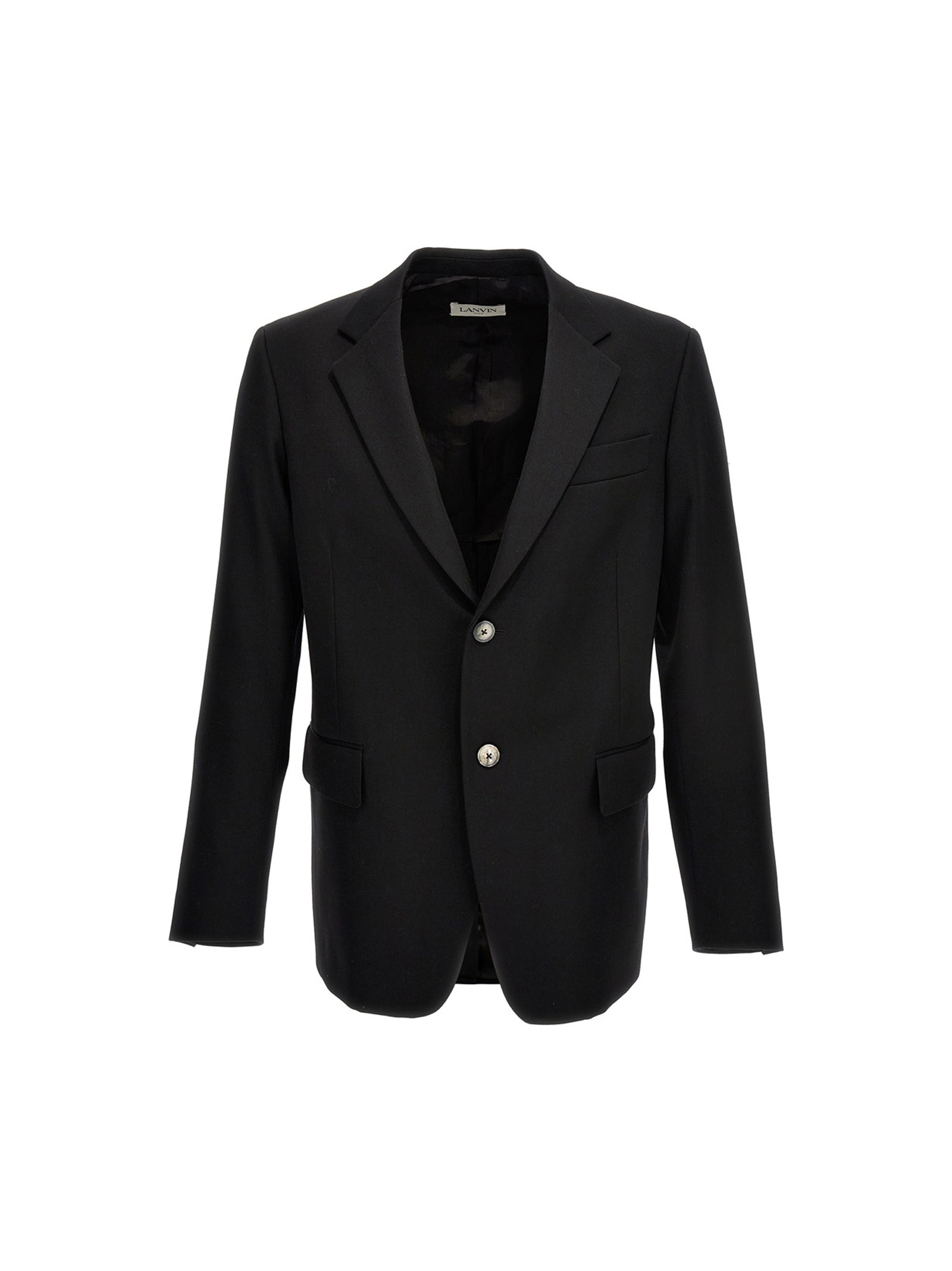 Lanvin-Wool Single Breast Blazer Jacket Giacche Nero-Uomo