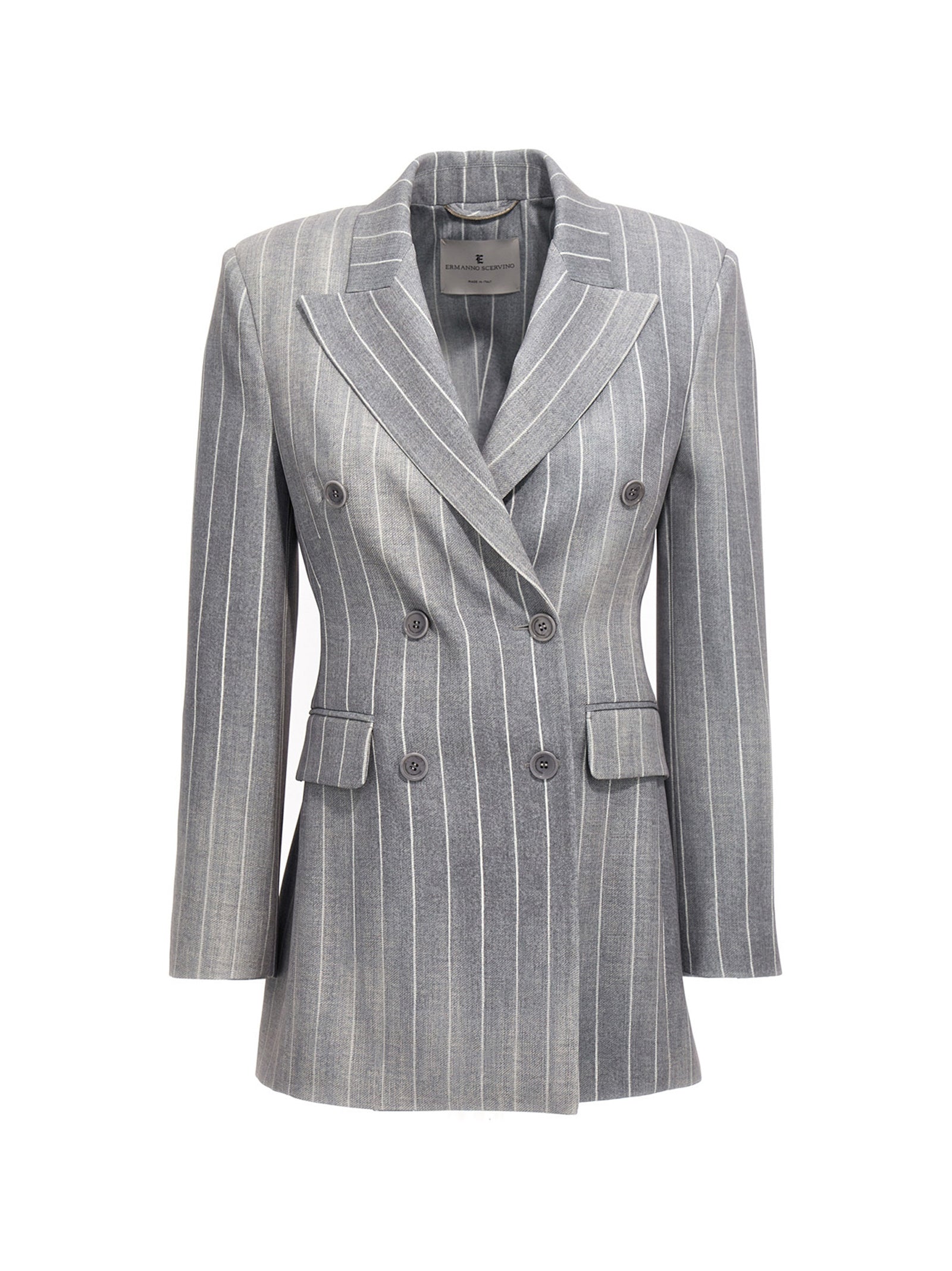 Ermanno Scervino-Plastered Double Breast Blazer Jacket Giacche Grigio-Donna