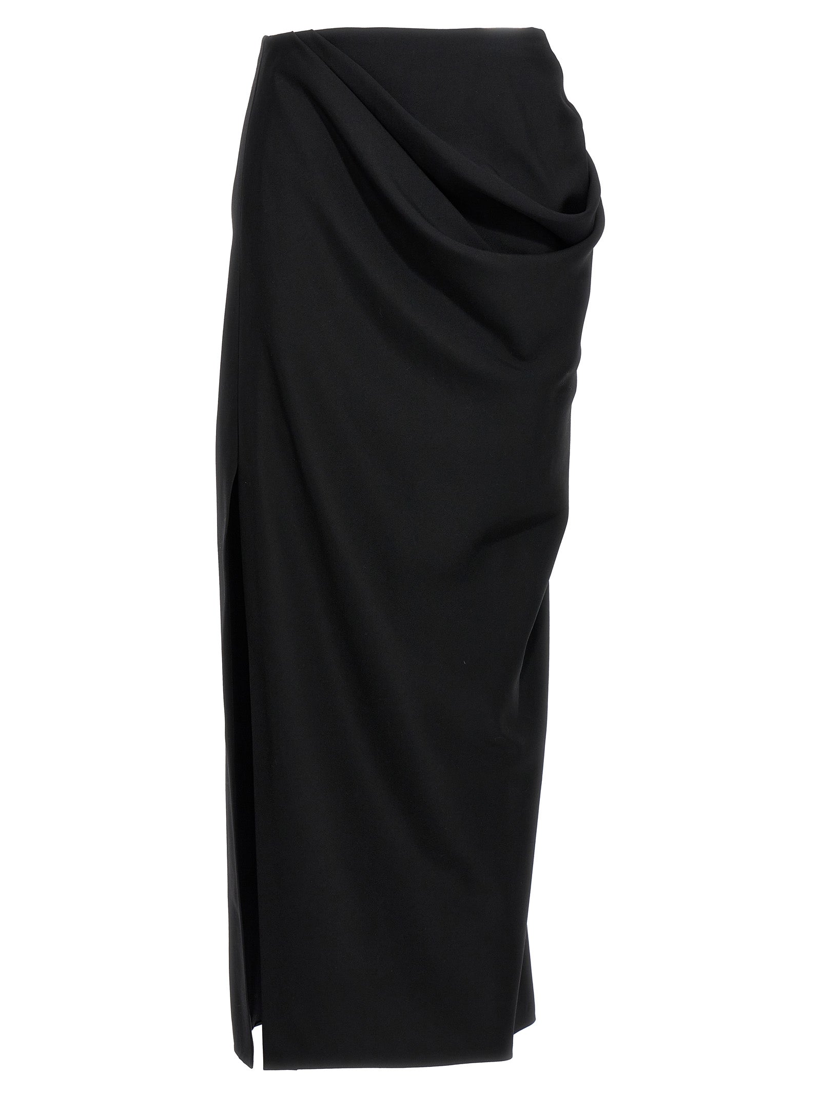 Alexander Mcqueen-Slashed Drape Gonne Nero-Donna