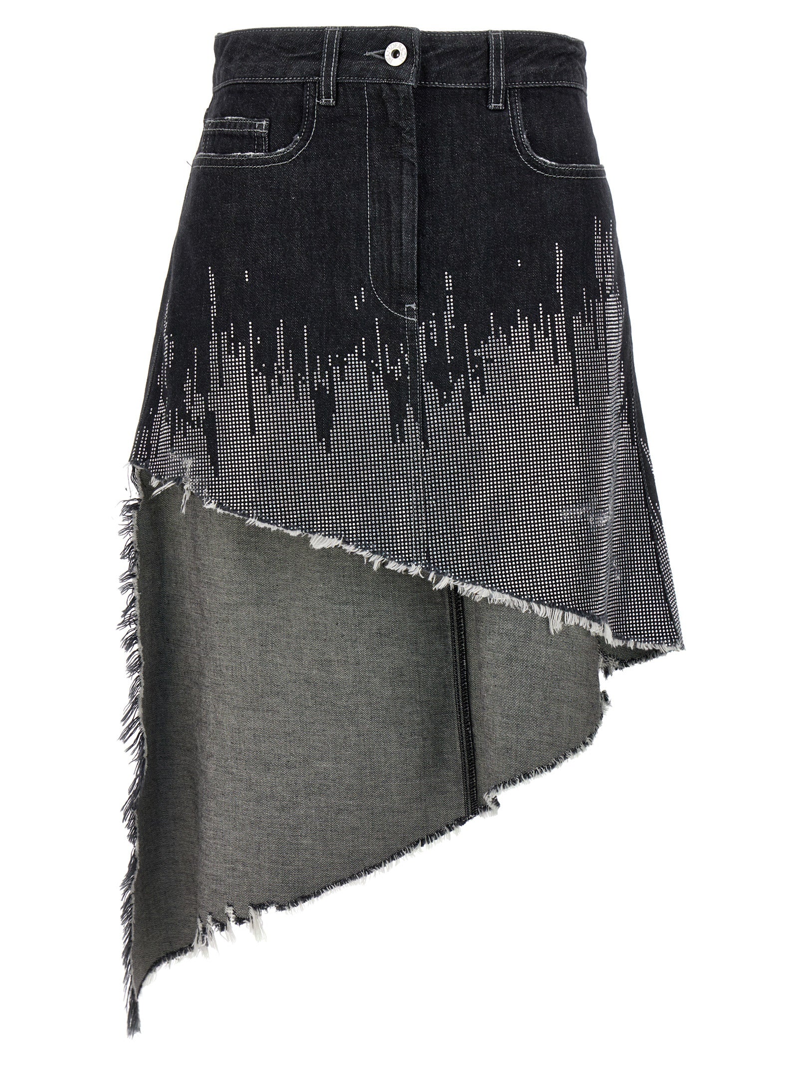 J. W. Anderson-Sequin Asymmetric Denim Skirt Gonne Grigio-Donna