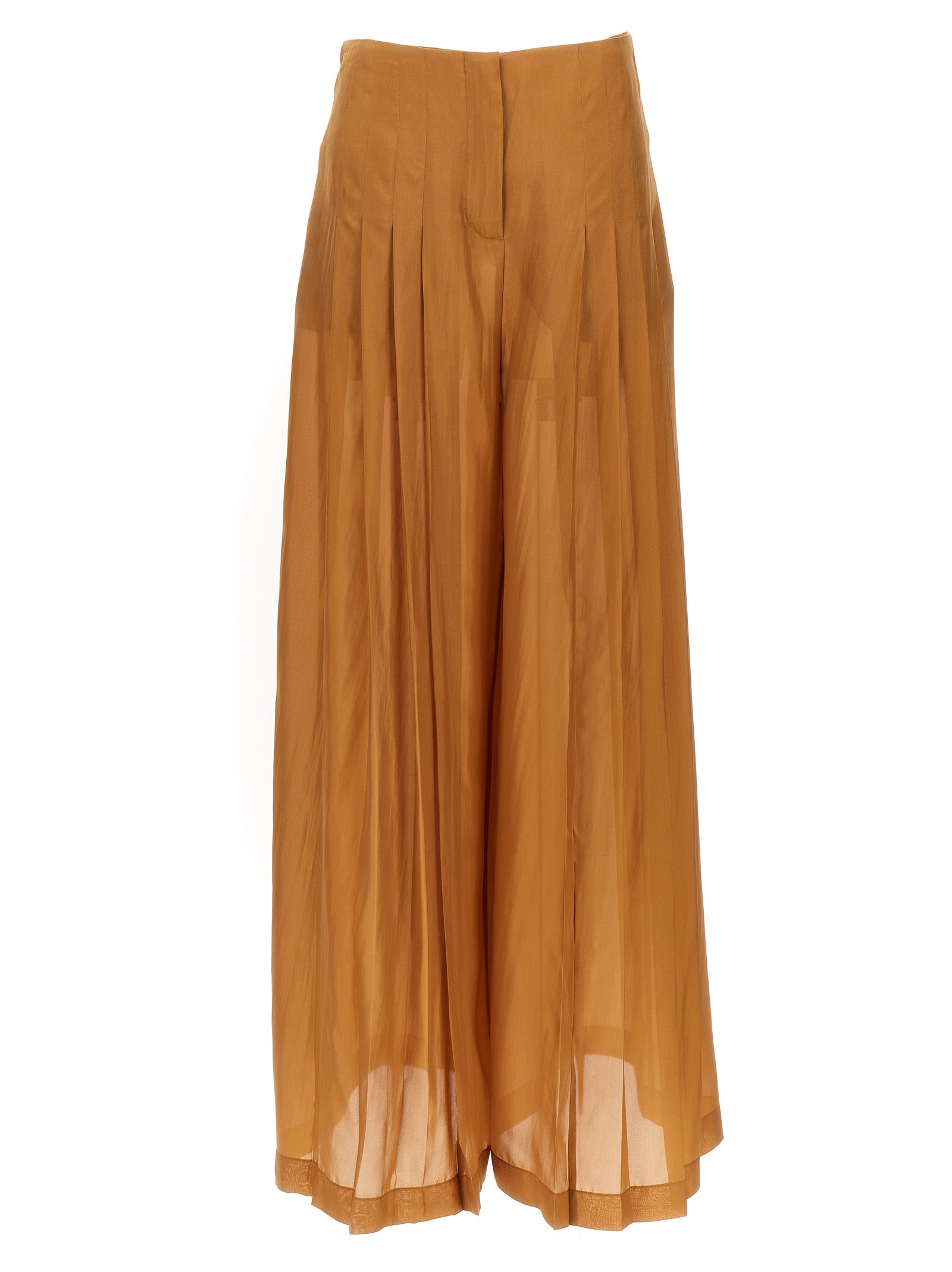 Alberta Ferretti-Pleated Pantaloni Marrone-Donna